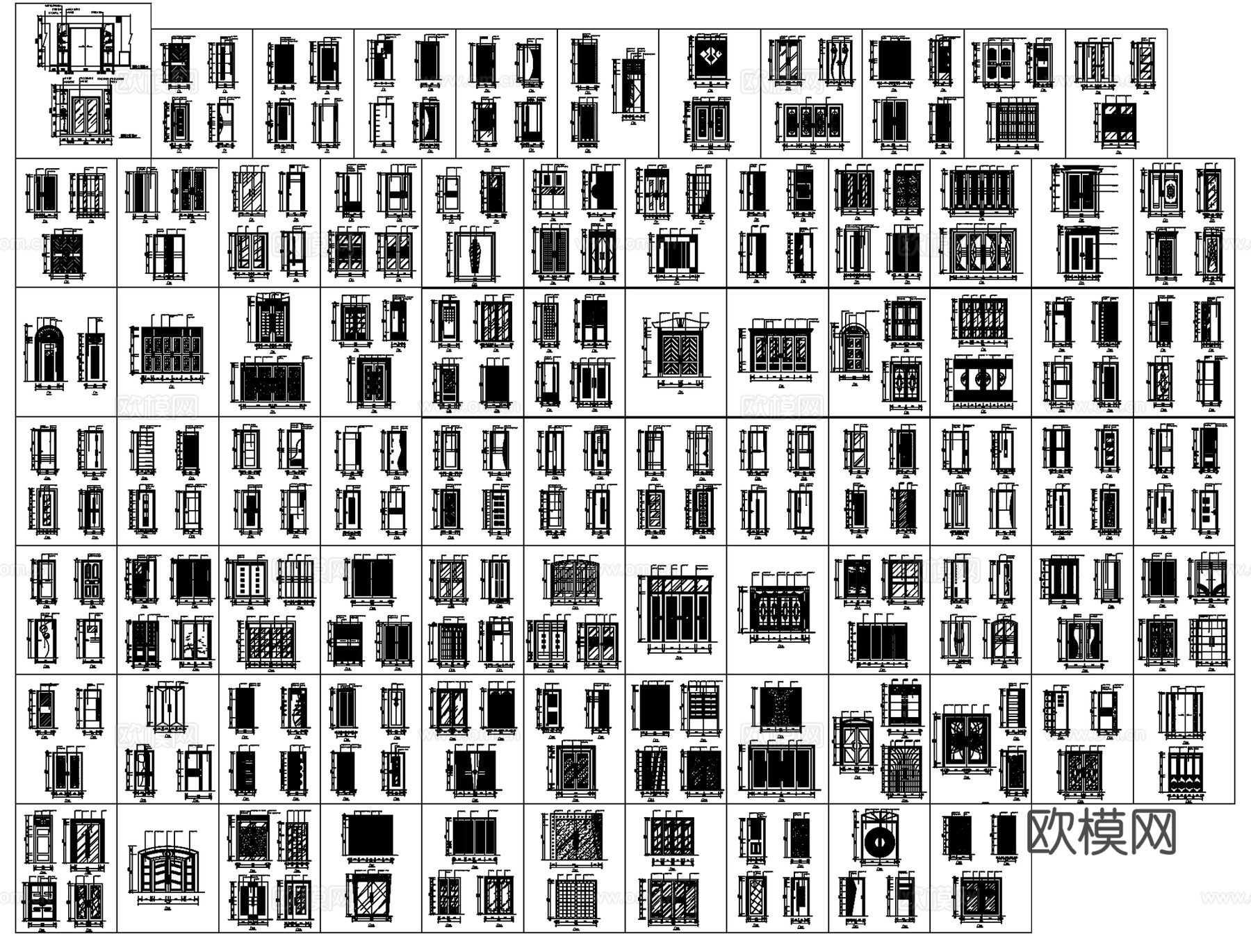室内装饰门大样图块CAD施工图集 35套cad施工图