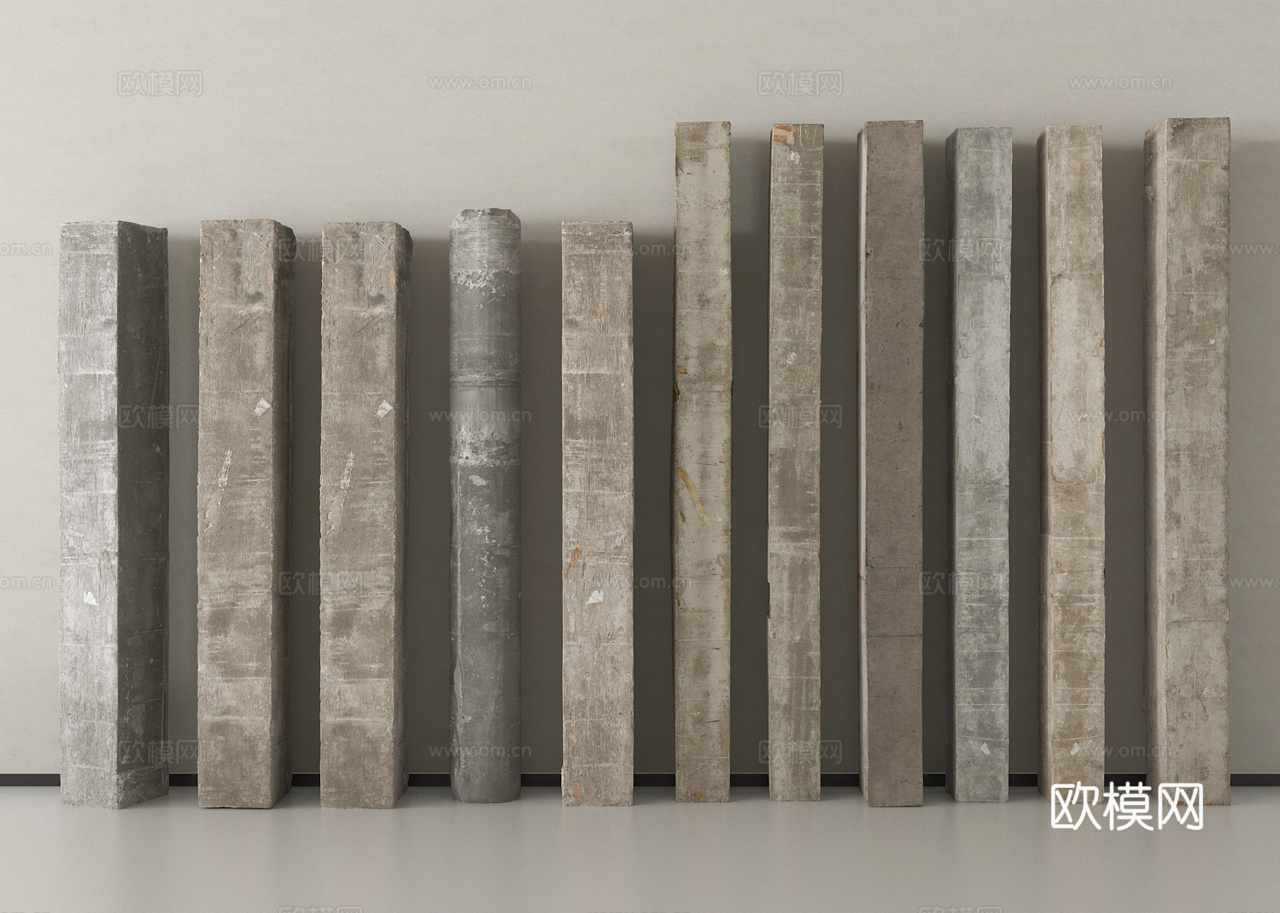 现代水泥柱子 混凝土柱子3d模型下载