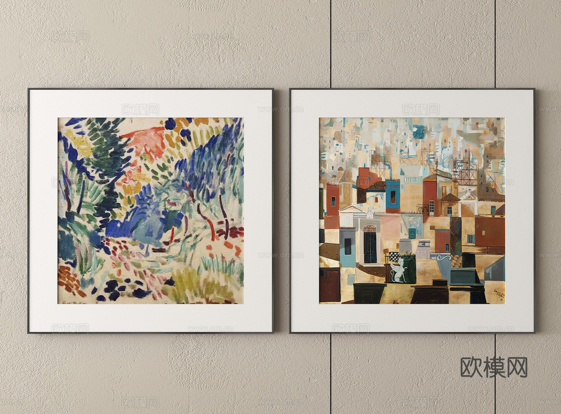 现代挂画 装饰画 抽象挂画3d模型下载