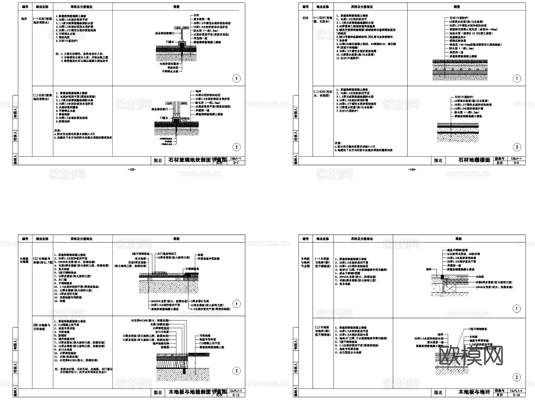 室内地面大样做法节点详图CAD施工图集cad施工图