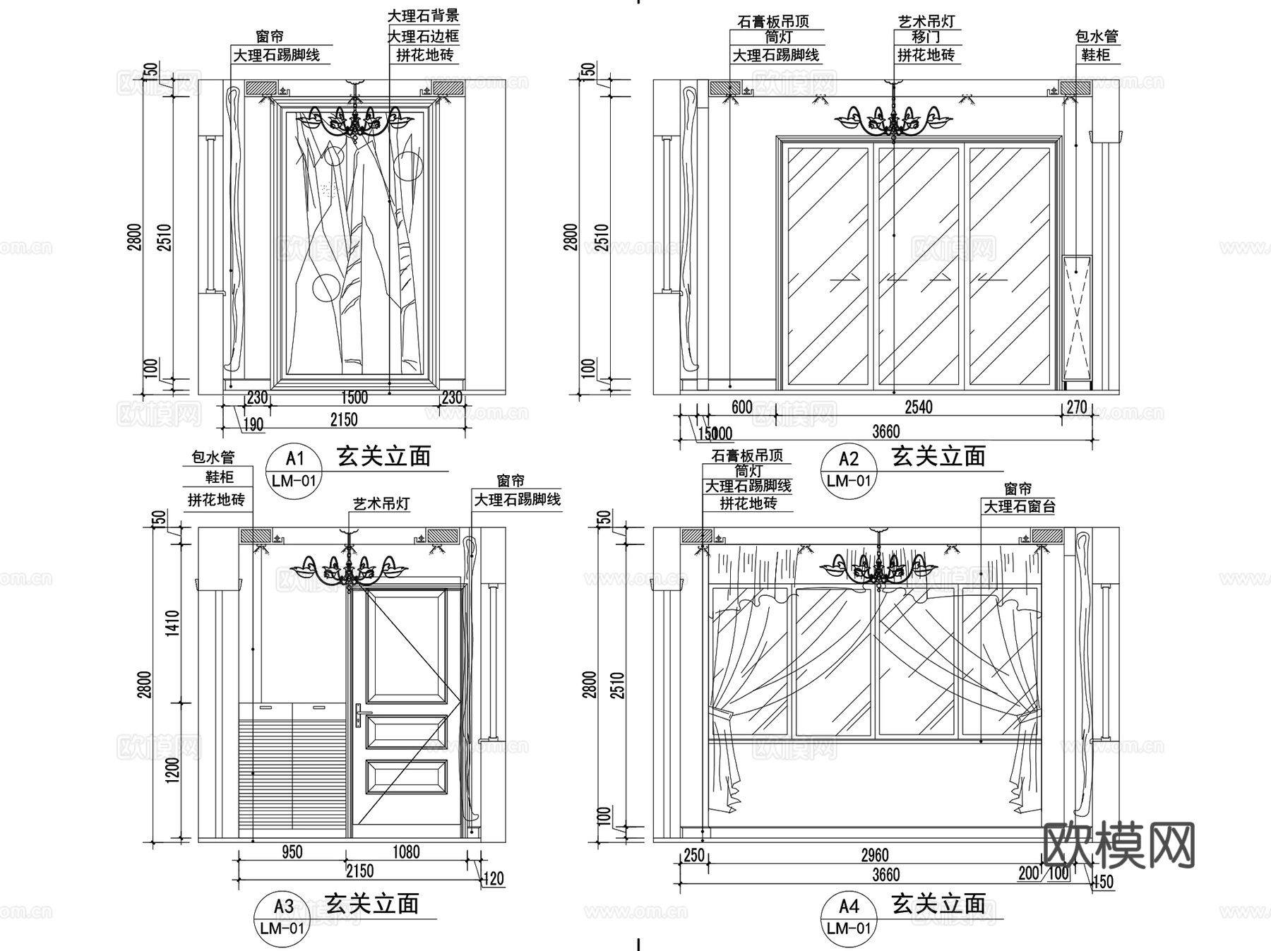 室内家装装饰全套CAD施工图 5套cad施工图