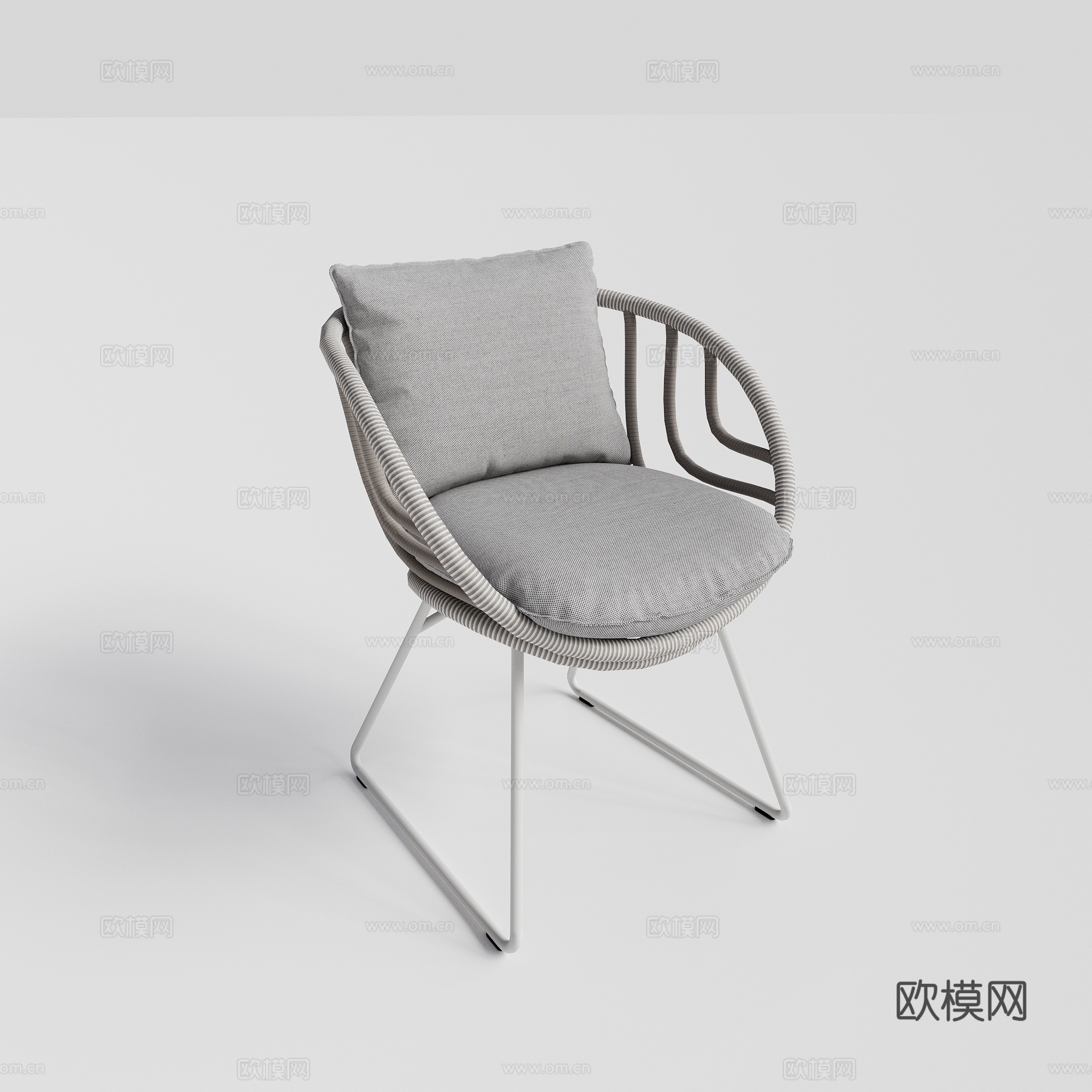 DEDON - 现代户外椅 单人椅 藤编椅 餐椅组合3d模型
