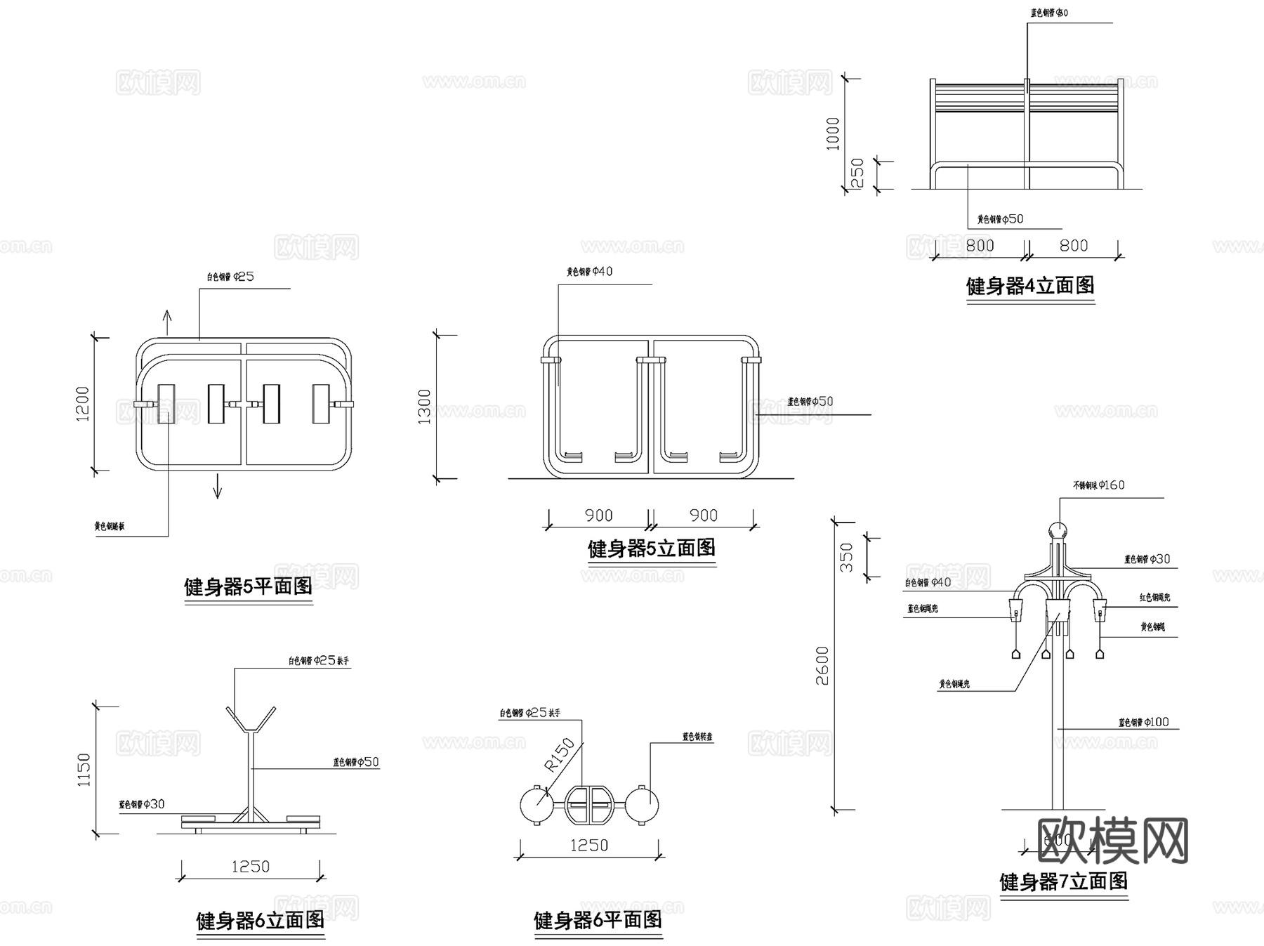 室外体育运动健身场地球场CAD施工图集 25套cad施工图