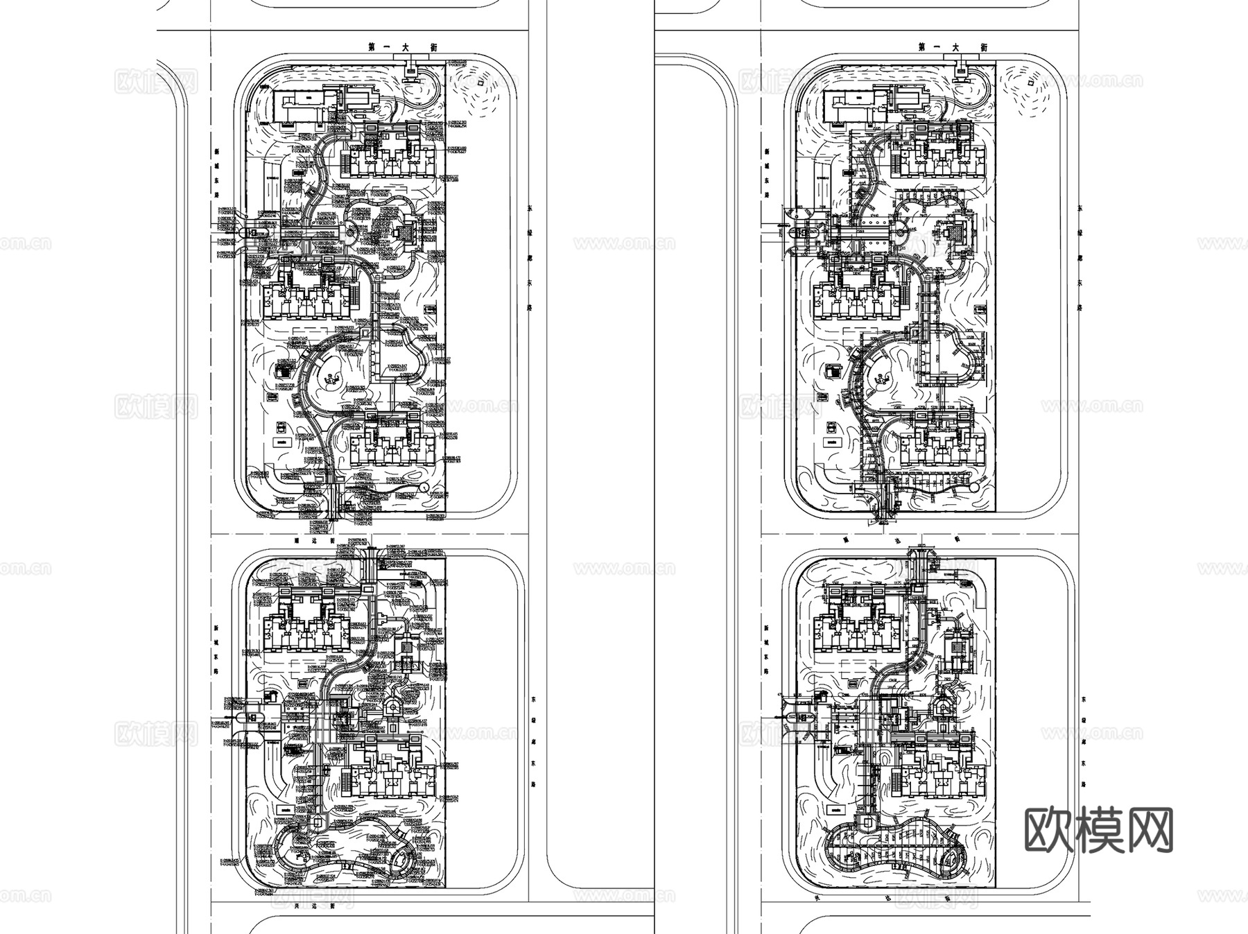 天津万通华府三期大区景观CAD施工图全套+文本cad施工图