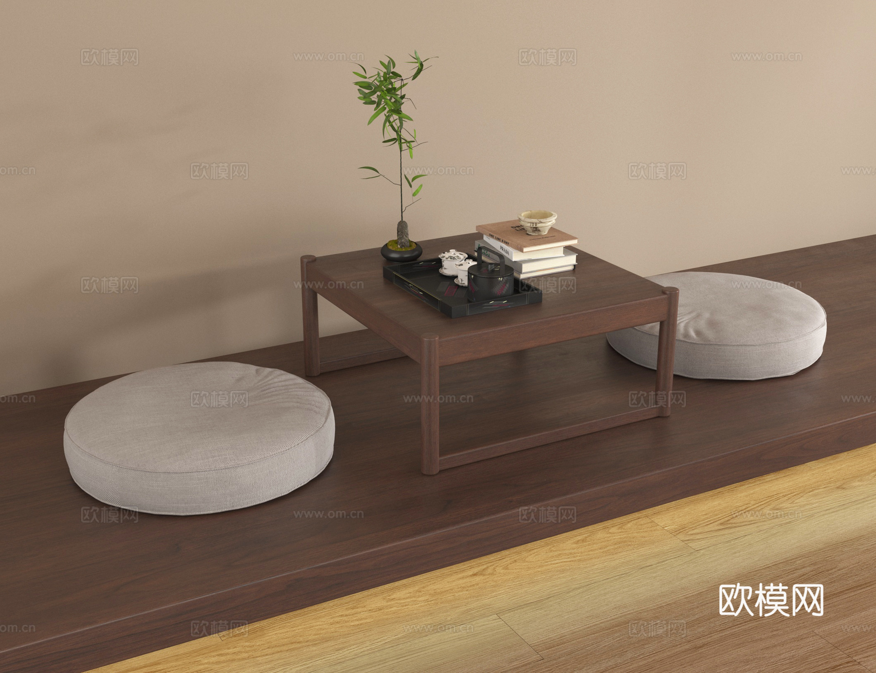 新中式坐垫 圆垫 茶桌椅3d模型下载