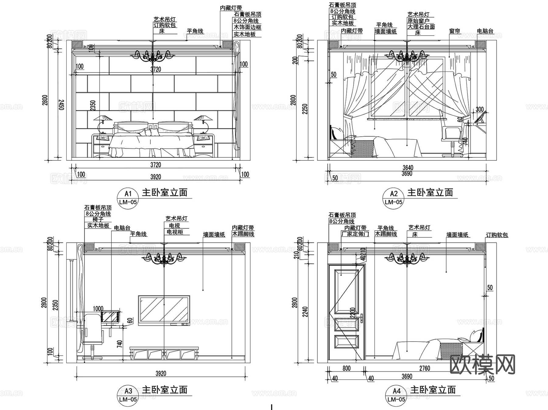 室内家装装饰全套CAD施工图 5套cad施工图
