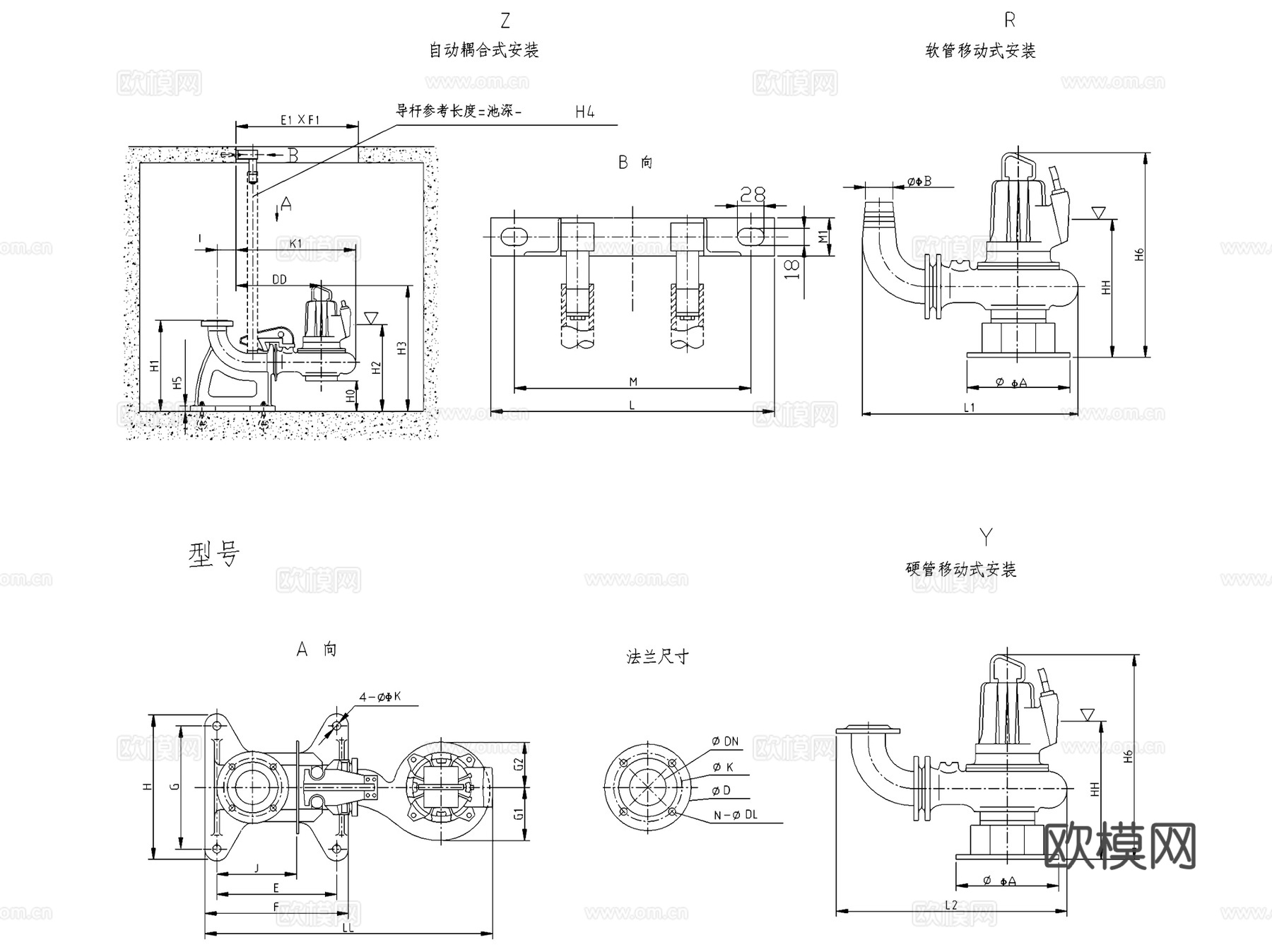 水泵安装节点大样详图CAD施工图集cad施工图