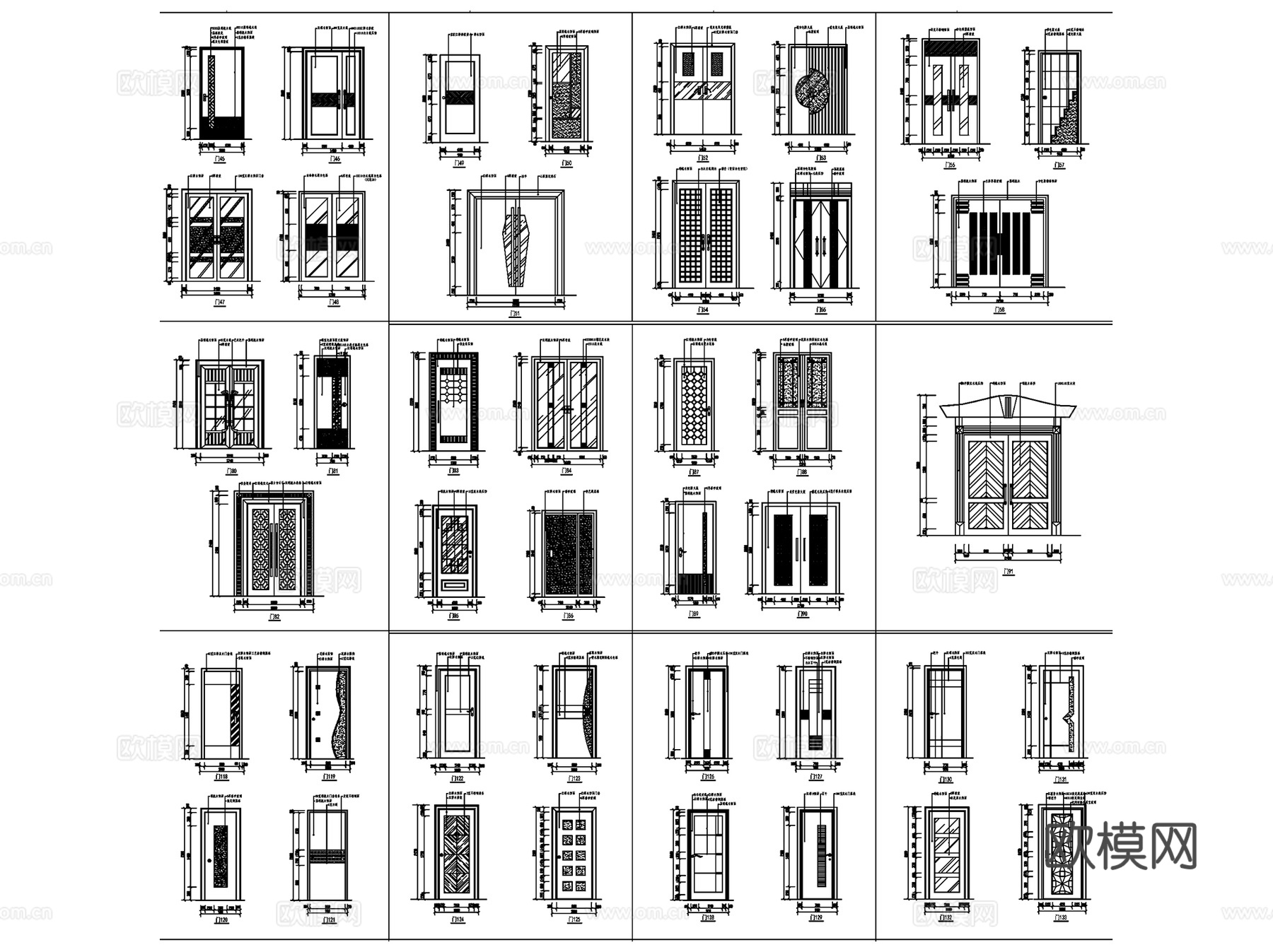 室内装饰门大样图块CAD施工图集 35套cad施工图