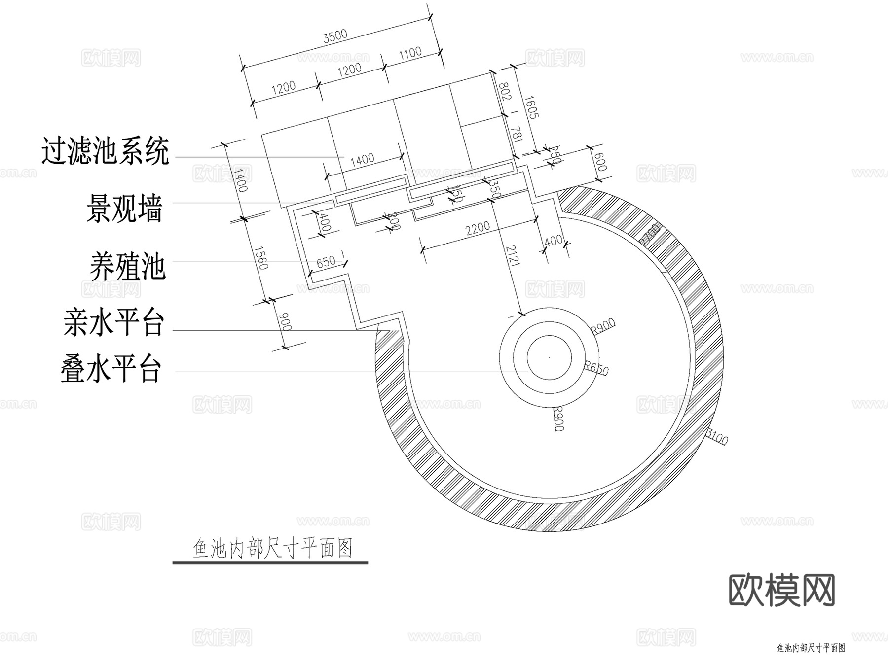 庭院锦鲤金鱼池过滤净化系统CAD施工图集cad施工图