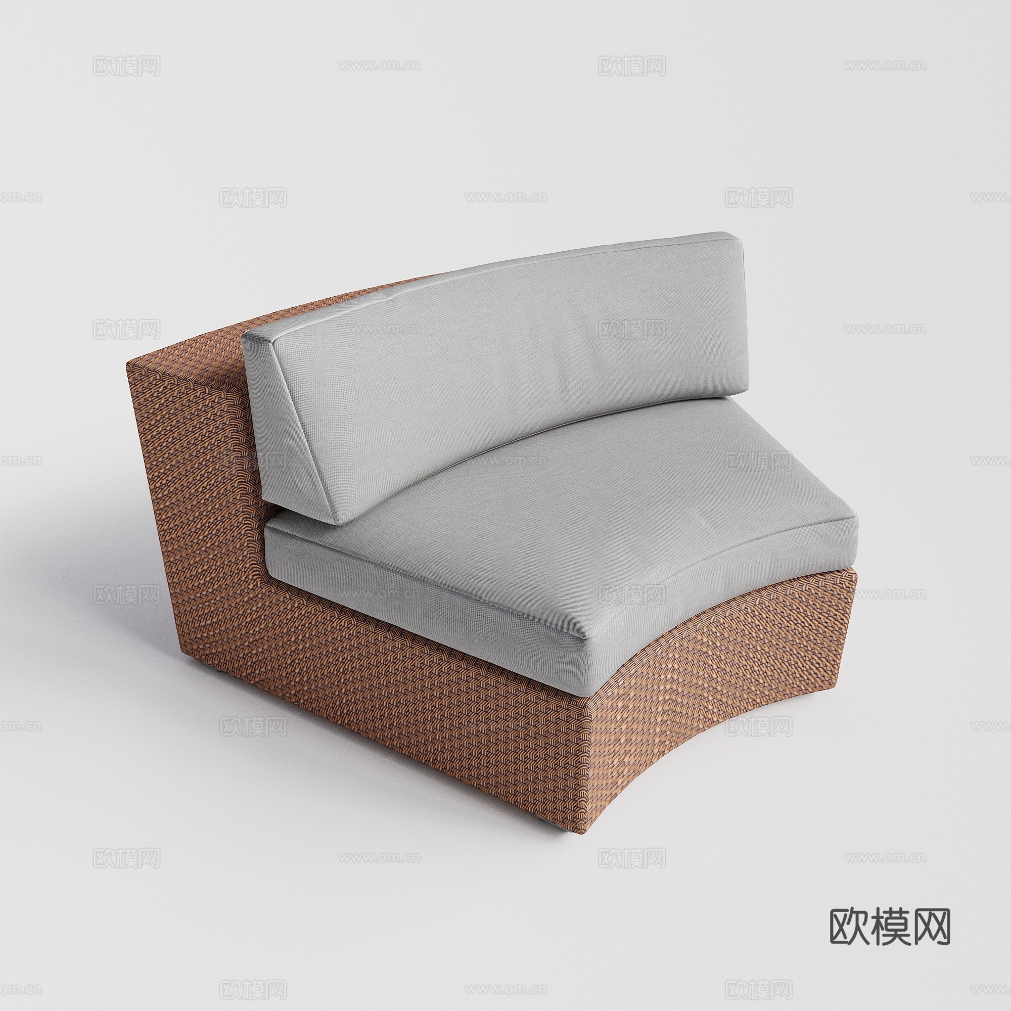 DEDON - 现代户外沙发 单人沙发 无扶手沙发 藤编沙发su模型