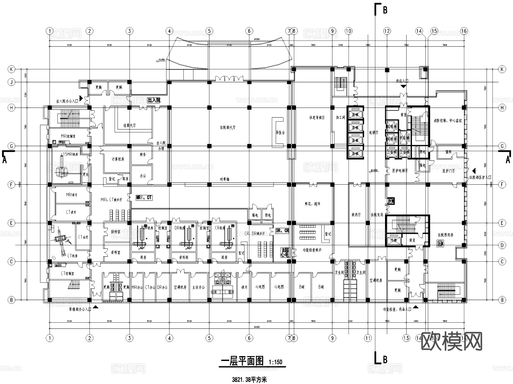 宿迁人民医院新建病房大楼建筑CAD施工图整套+SU+文本cad施工图