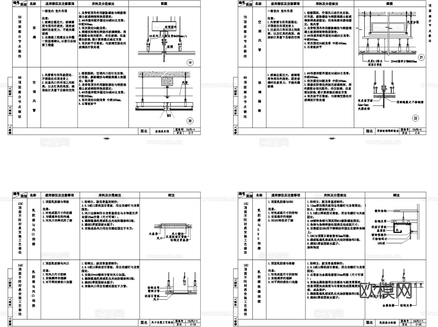 天花吊顶顶棚大样详图室内CAD施工图集cad施工图