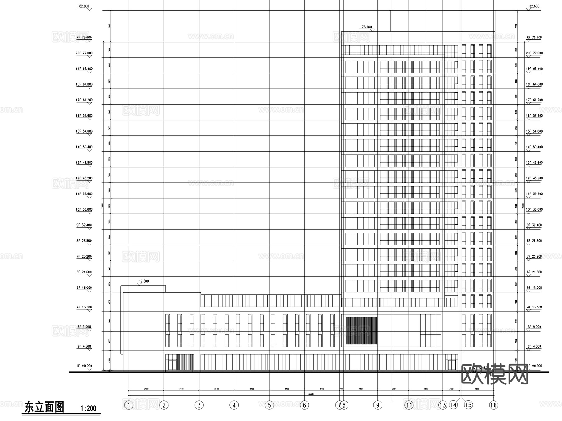 宿迁人民医院新建病房大楼建筑CAD施工图整套+SU+文本cad施工图