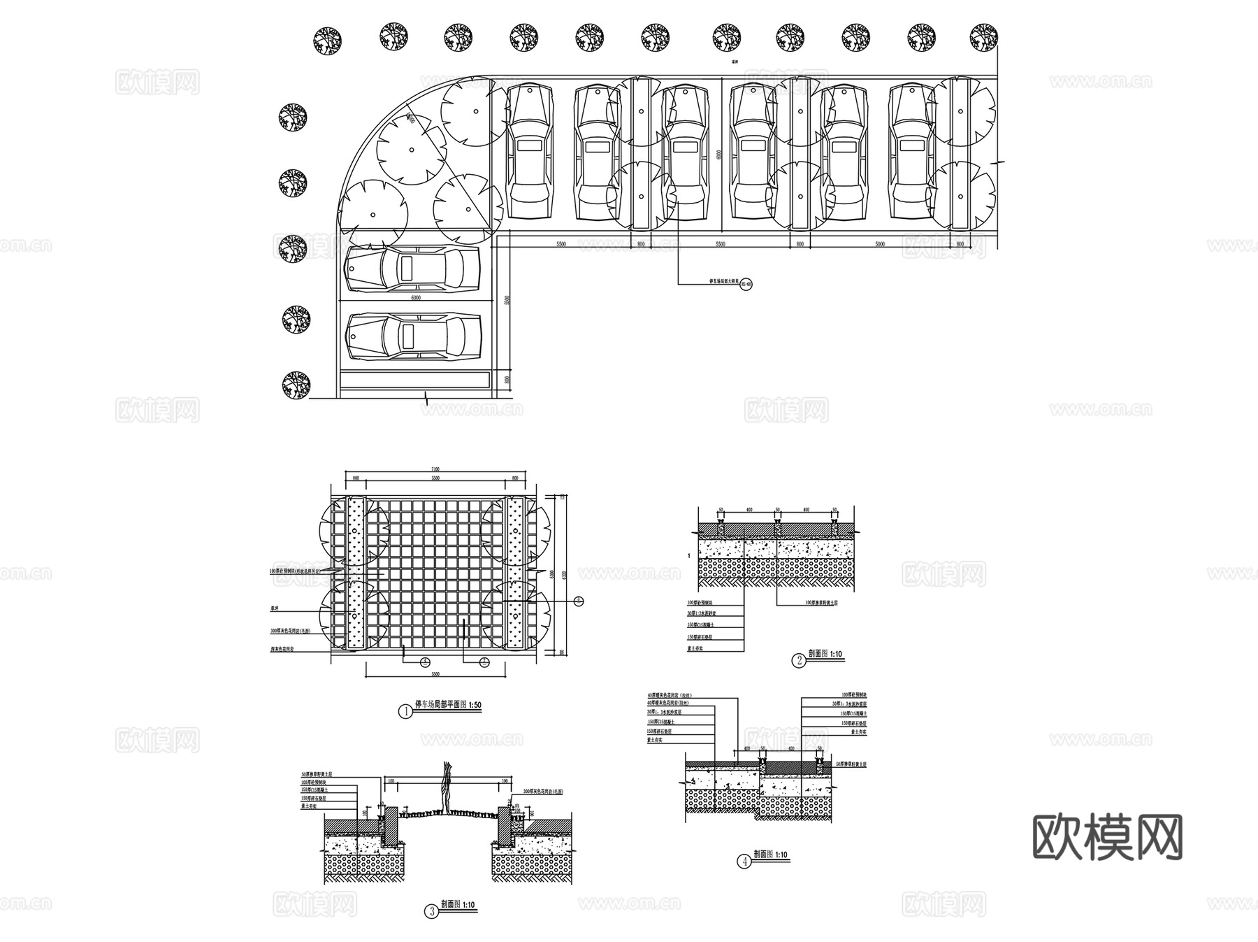 停车场车库出入口道闸闸机管理系统及设备位置图CAD施工图集cad施工图