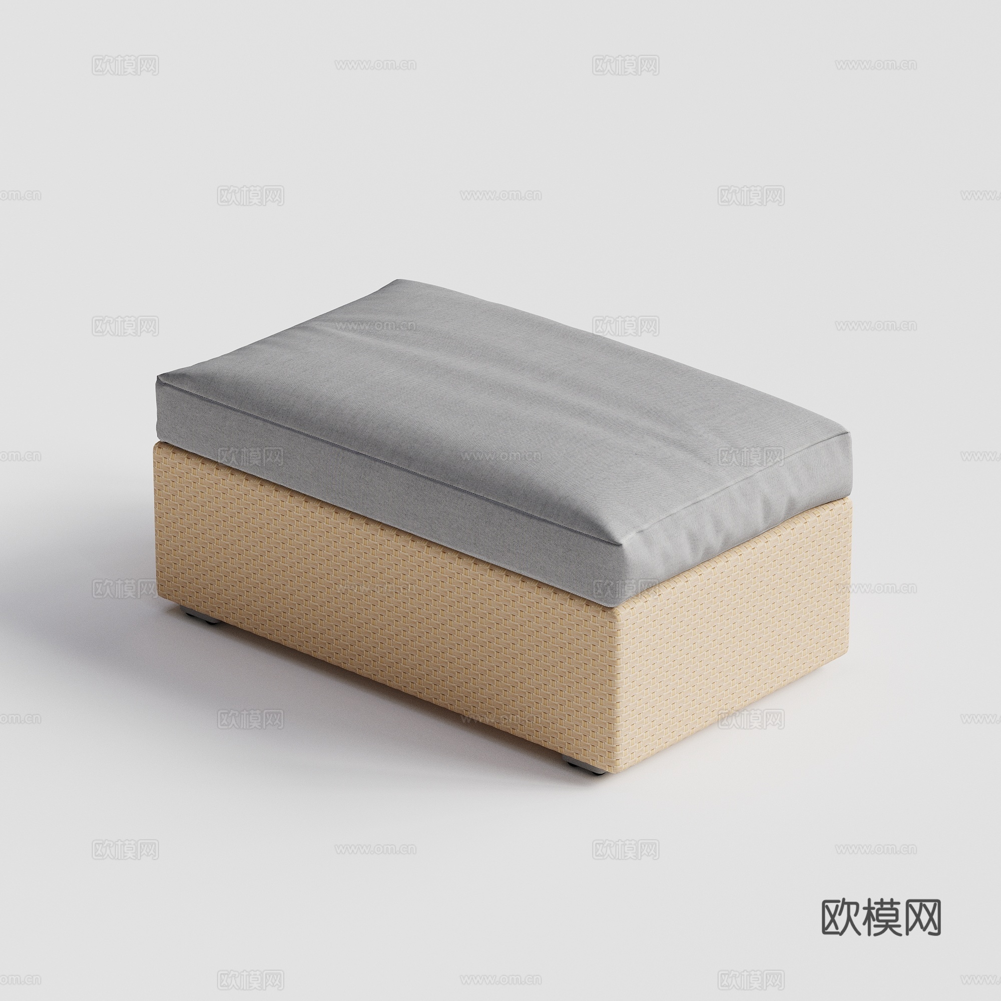 DEDON - 现代户外茶几 方茶几 藤编玻璃台面茶几 侧几su模型