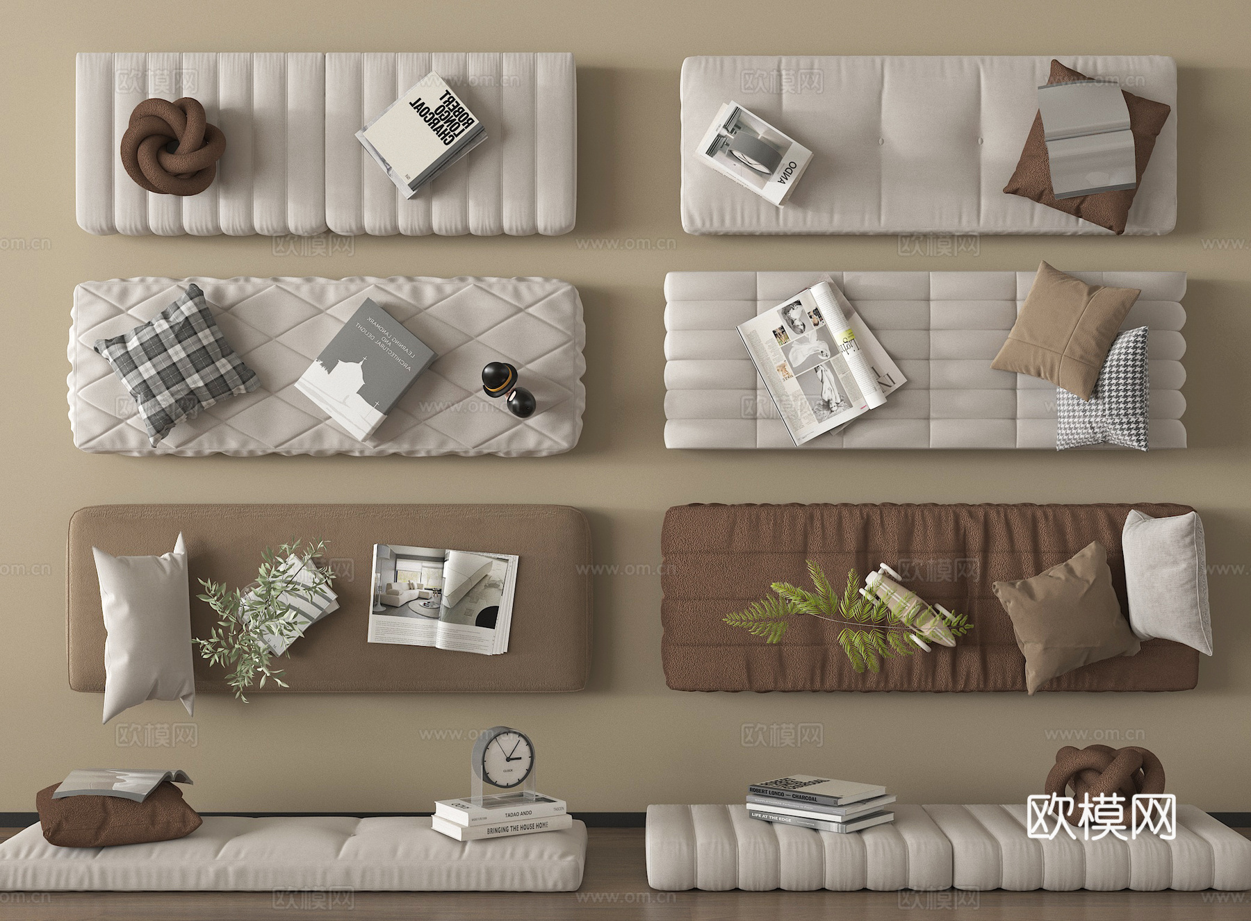 现代坐垫 沙发垫 飘窗垫 榻榻米坐垫 抱枕3d模型下载