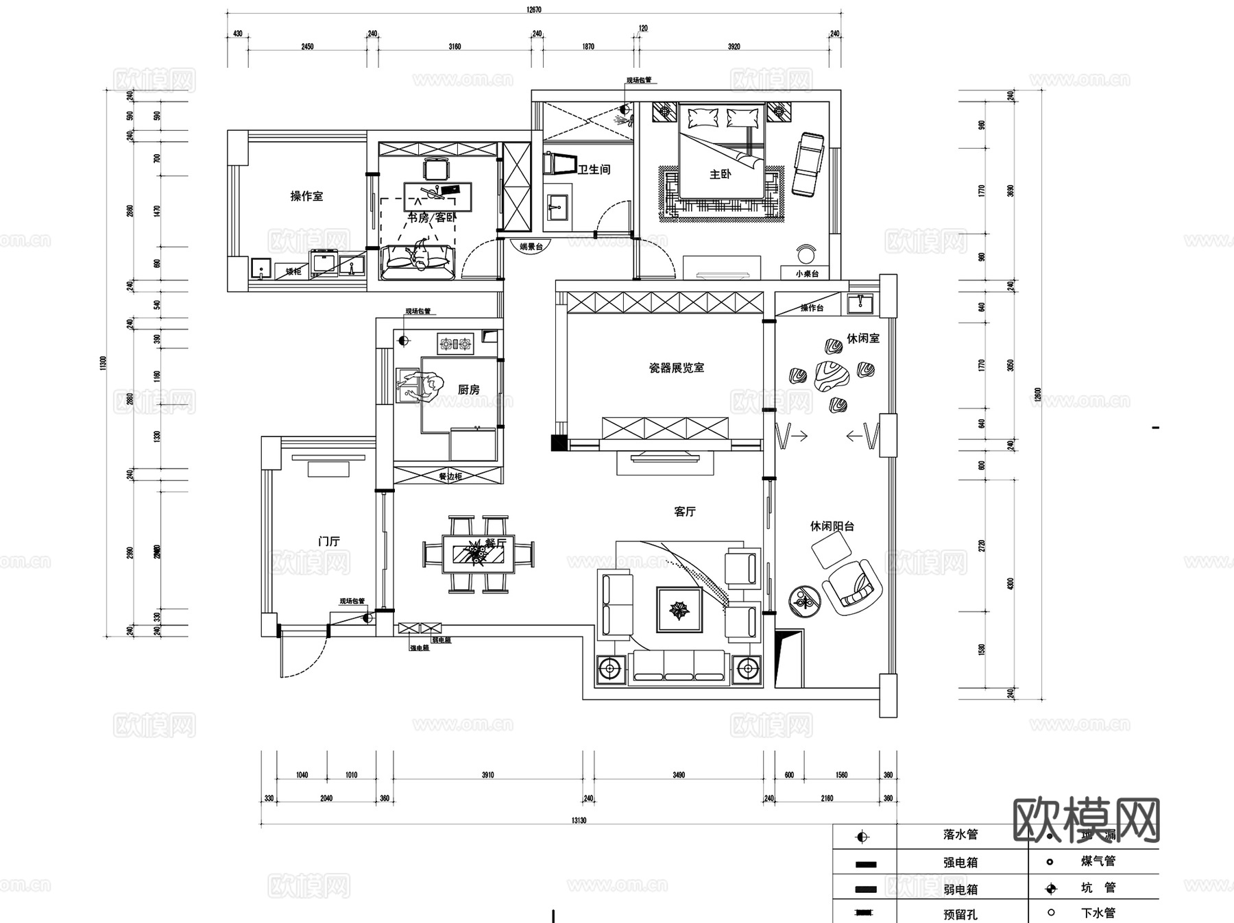 室内家装装饰全套CAD施工图 5套cad施工图