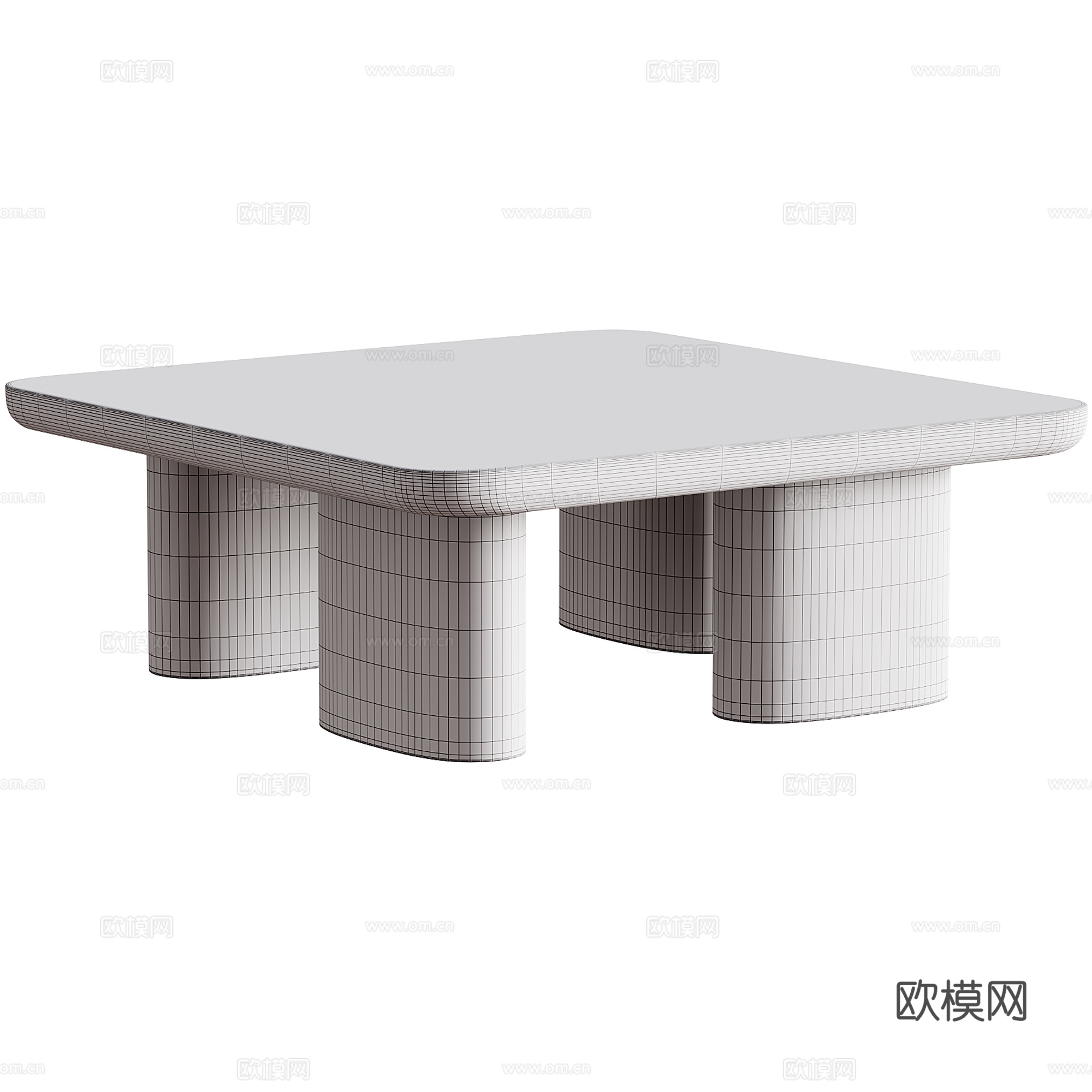 原木茶几3d模型
