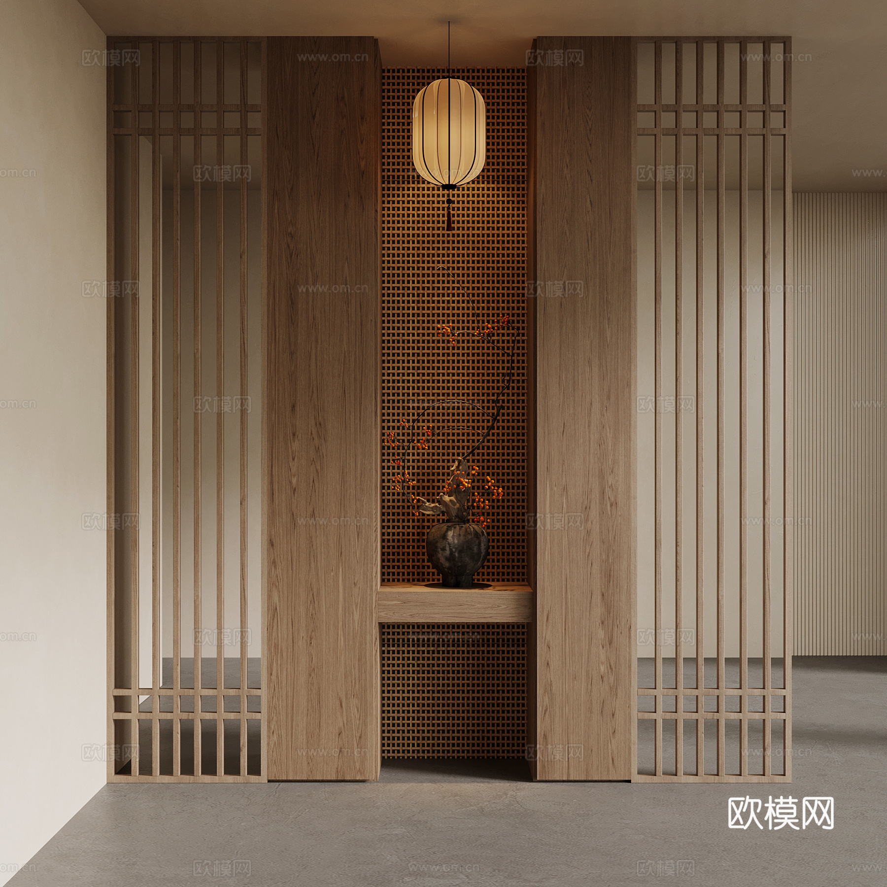 新中式玄关 入户装饰玄关su模型