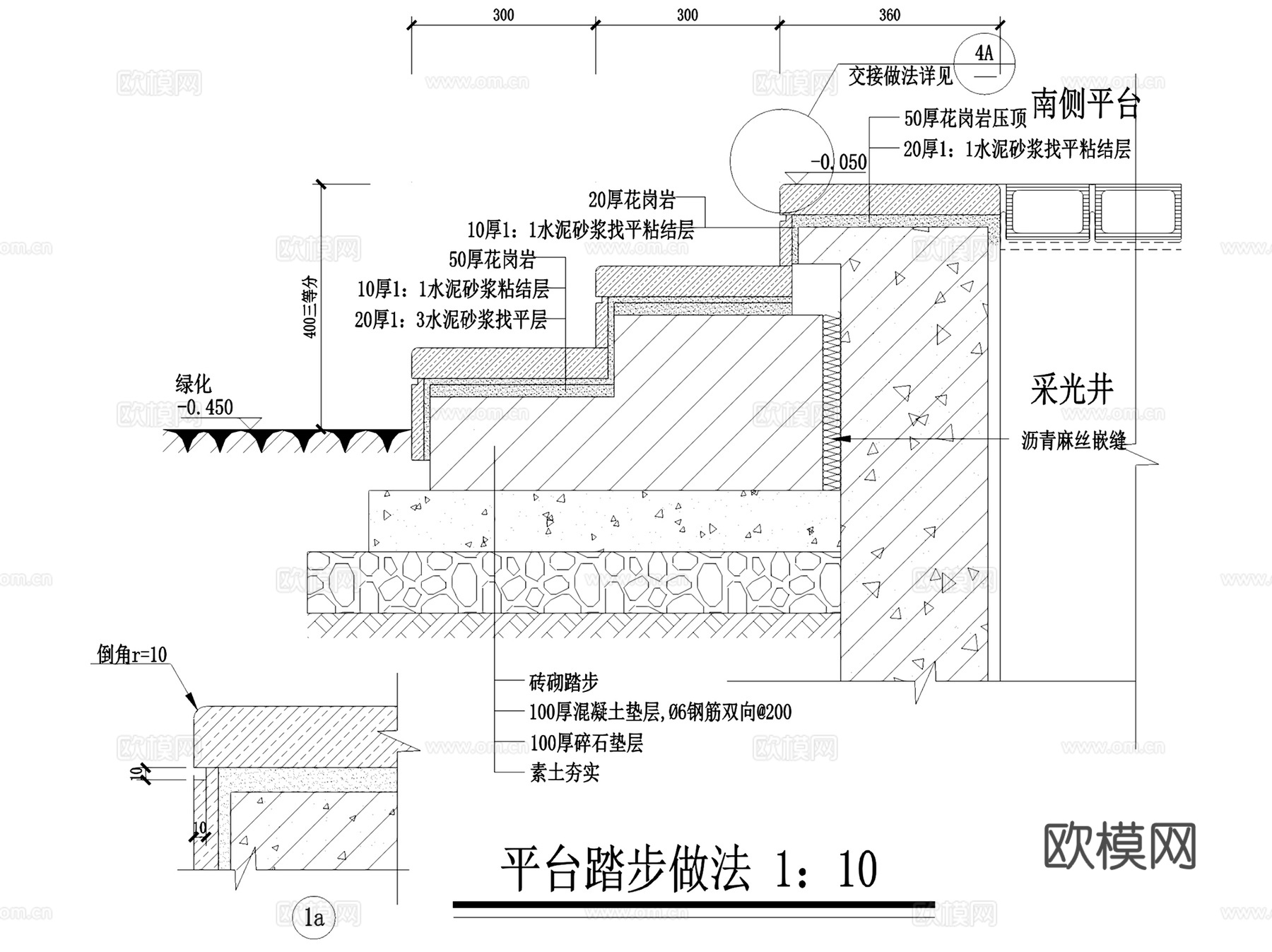 台阶踏步无障碍坡道节点大样详图CAD施工图集 44套cad施工图