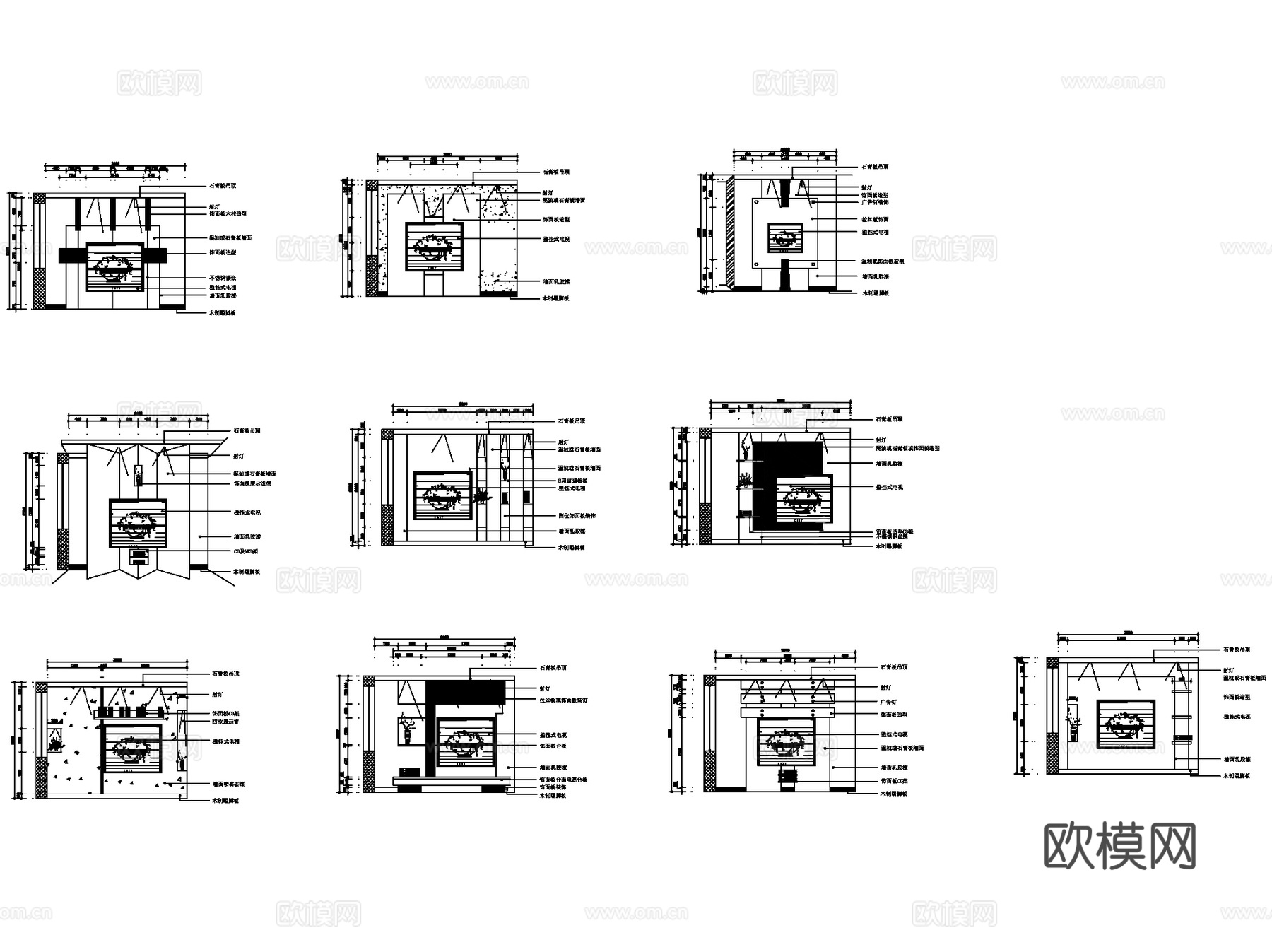 室内装饰家具大样节点图块CAD施工图集 20套cad施工图