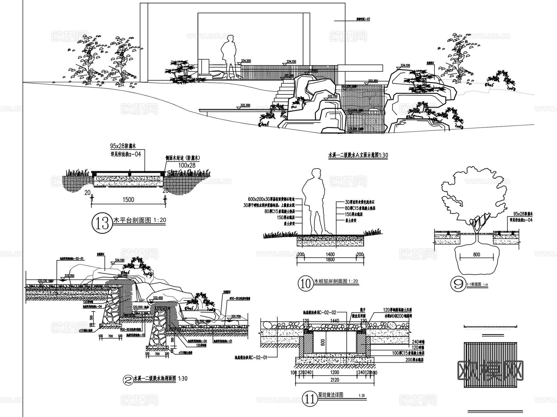 万科渝园新中式小区景观全套CAD施工图cad施工图
