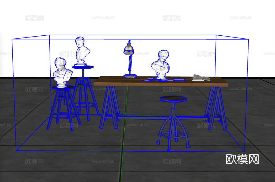 设计师桌子su模型