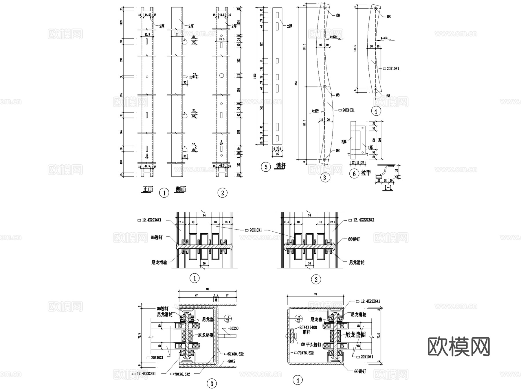 铁栅门构造节点大样详图CAD施工图集 32套cad施工图