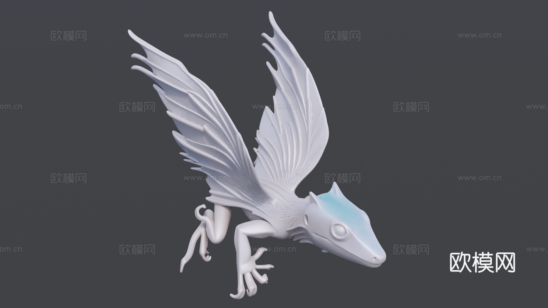 白模小飞龙雕塑su模型