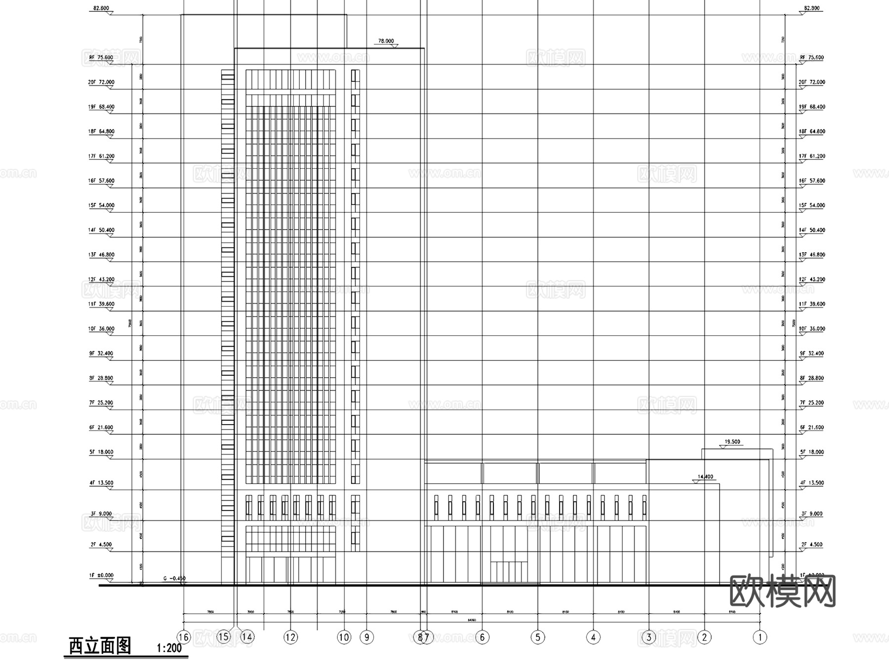 宿迁人民医院新建病房大楼建筑CAD施工图整套+SU+文本cad施工图