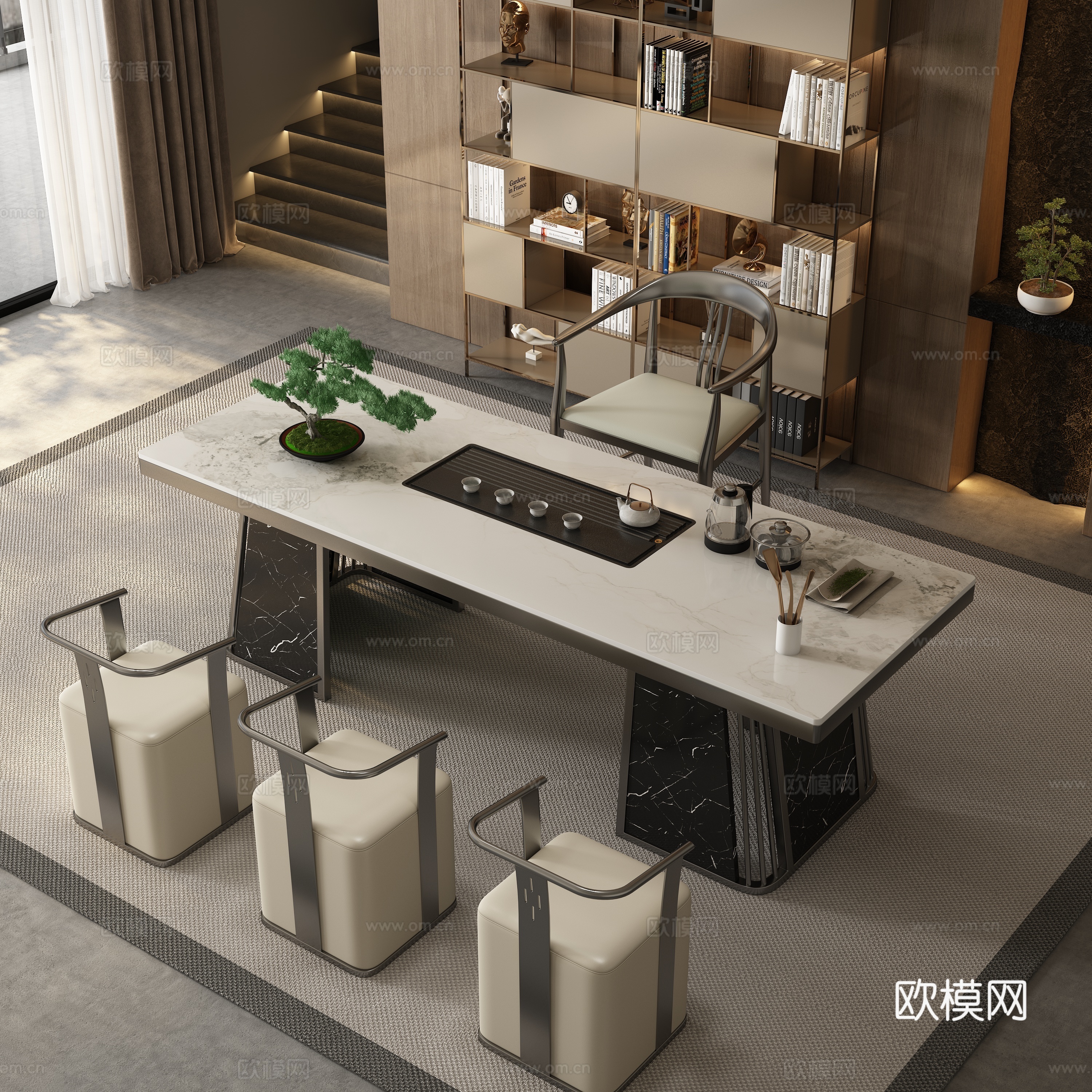 现代茶室 茶桌椅3d模型