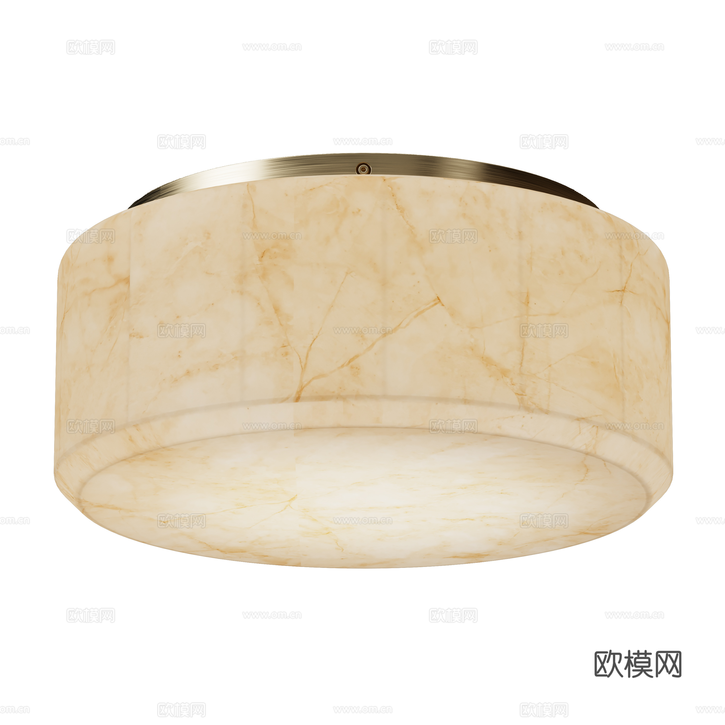 新中式轻奢透光石吸顶灯3d模型下载（渲染图1）