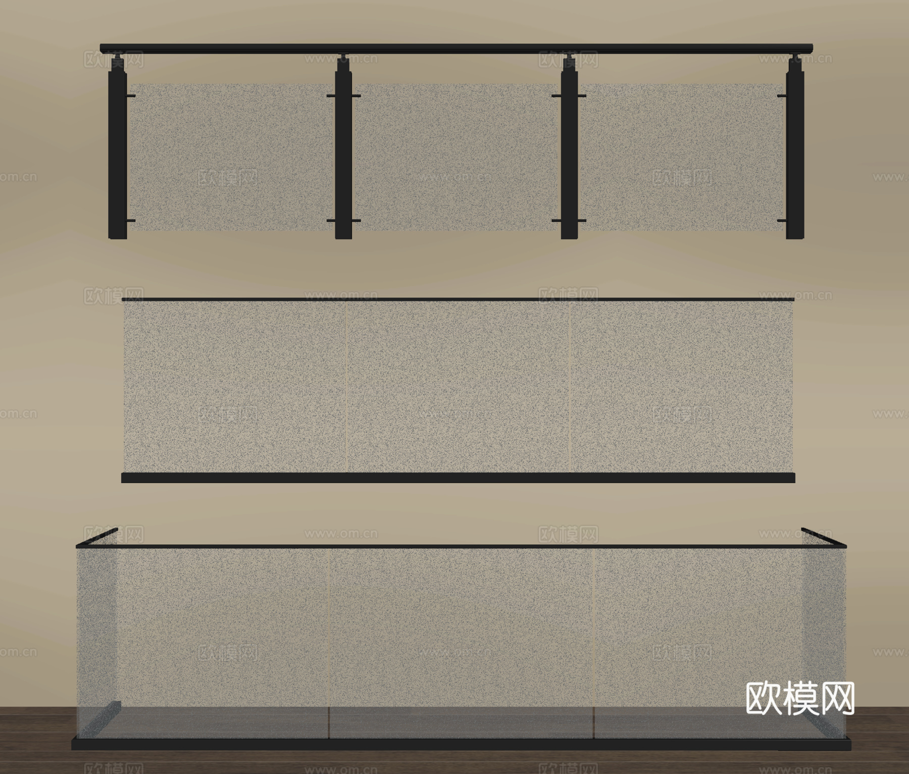 现代围栏护栏 玻璃栏杆 扶手 阳台围栏su模型