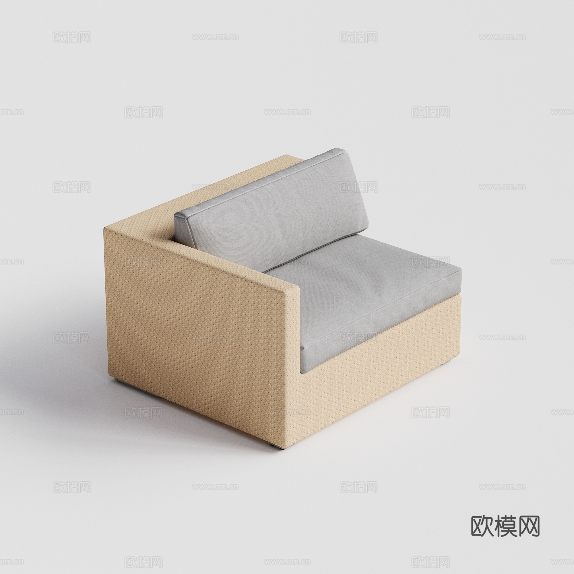 DEDON - 现代户外沙发 单人沙发 藤编转角沙发su模型