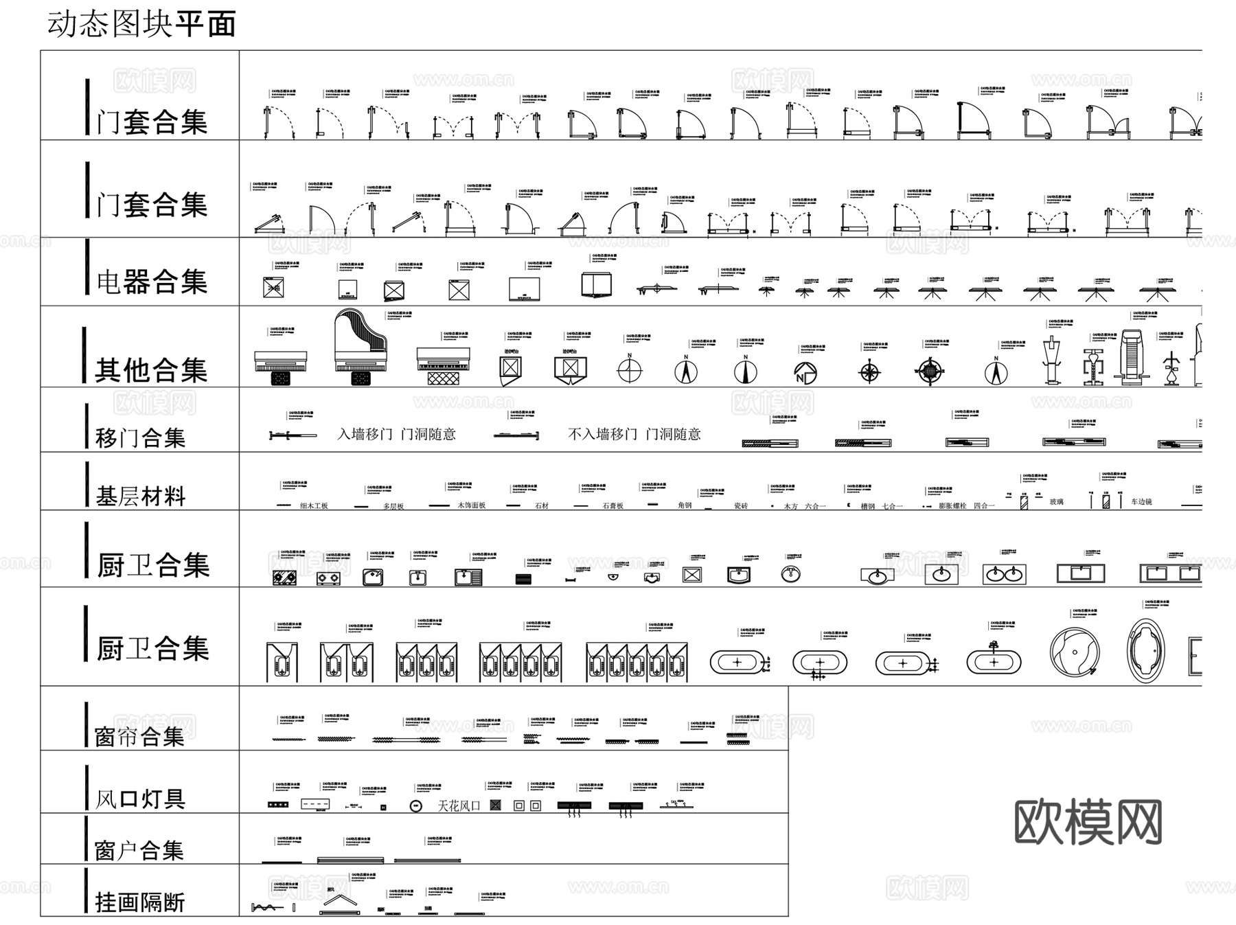 室内家装节点平立面动态CAD施工图图库合集cad施工图