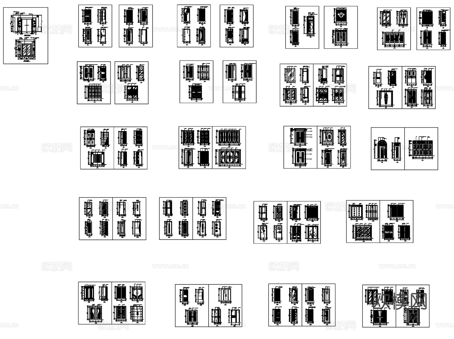 室内装饰门大样图块CAD施工图集 35套cad施工图