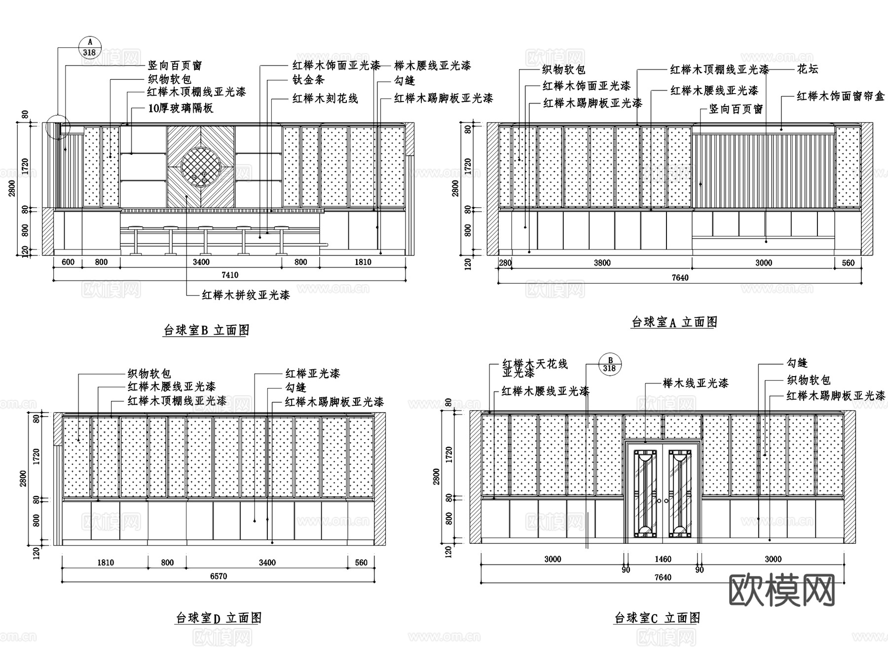 台球厅台球房室内装饰CAD施工图集cad施工图