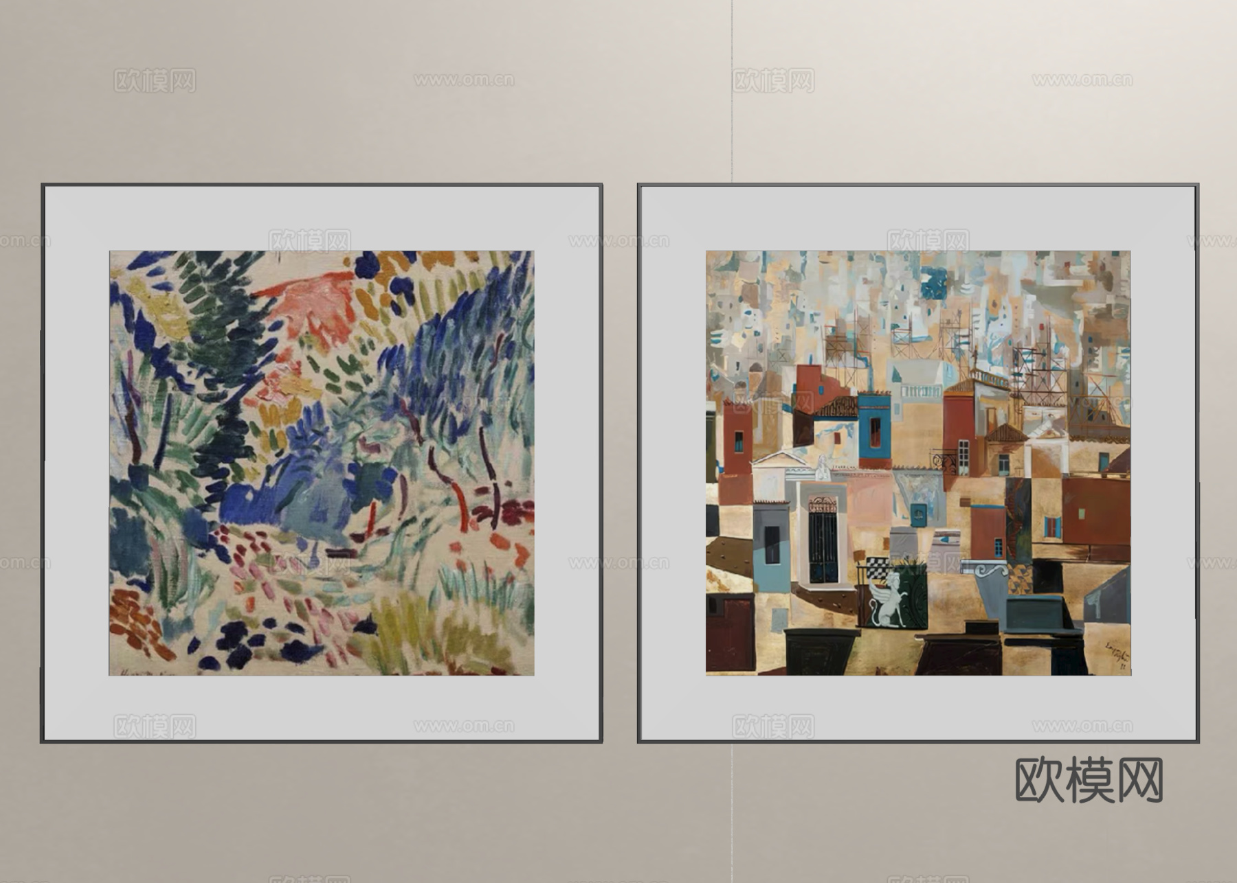 现代挂画 装饰画 抽象挂画su模型su模型