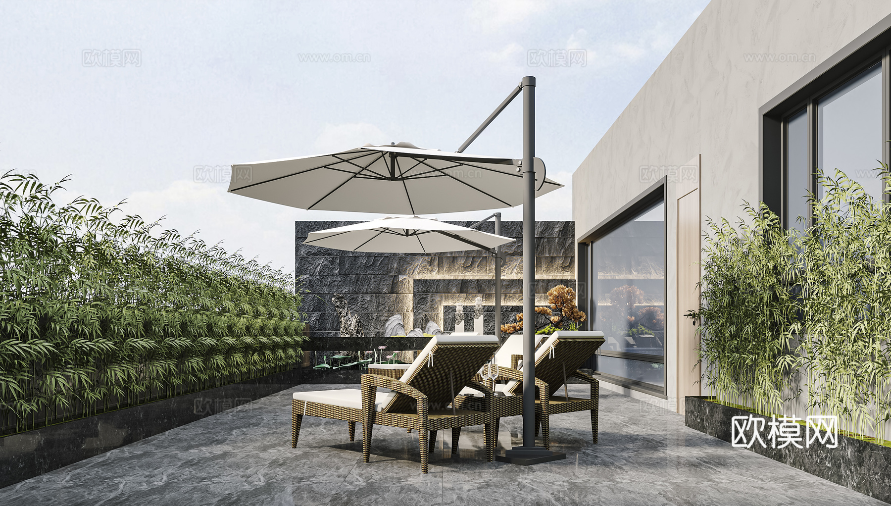 现代 花园3d模型下载（渲染图2）