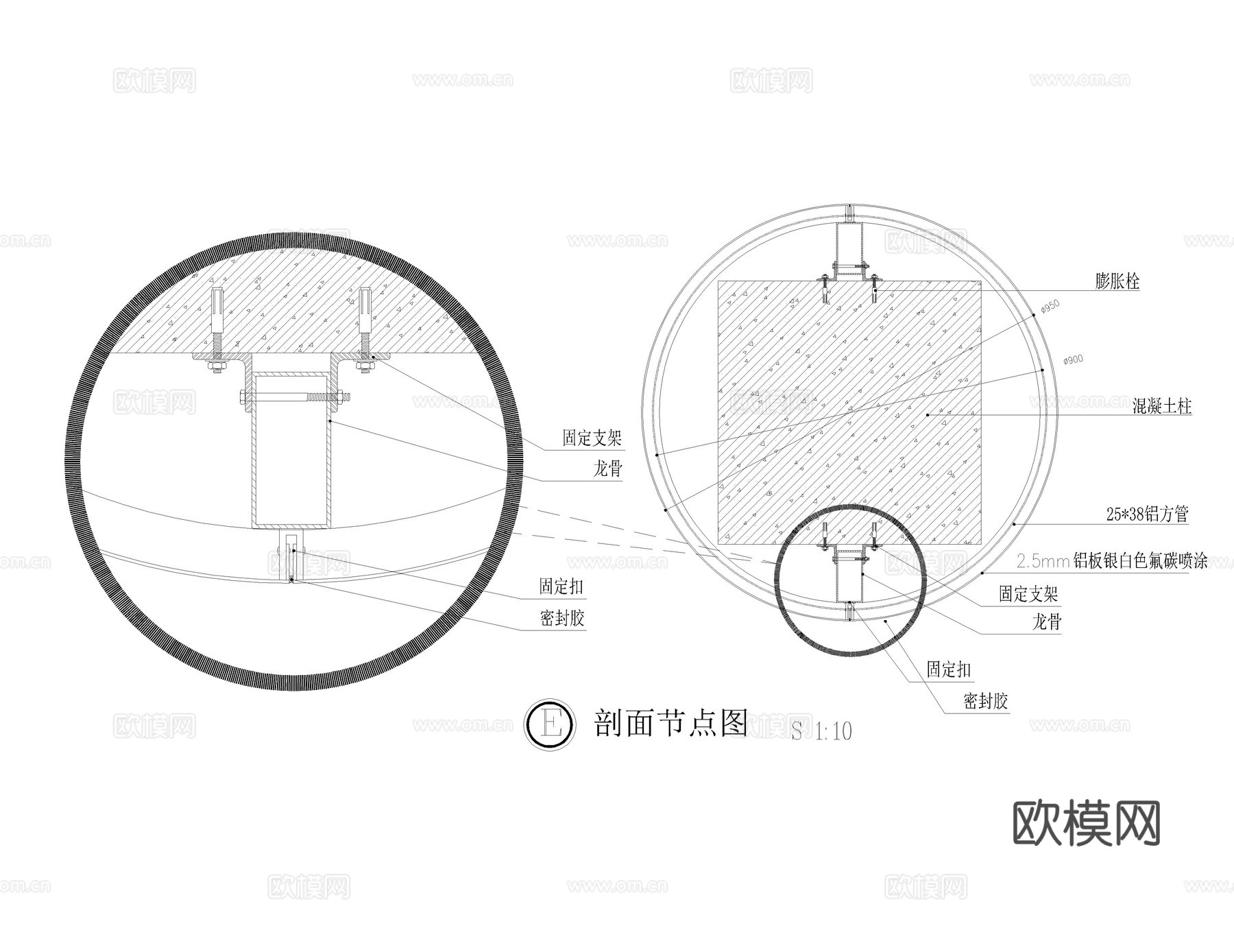 32套包柱做法柱子圆柱节点大样CAD施工图cad施工图
