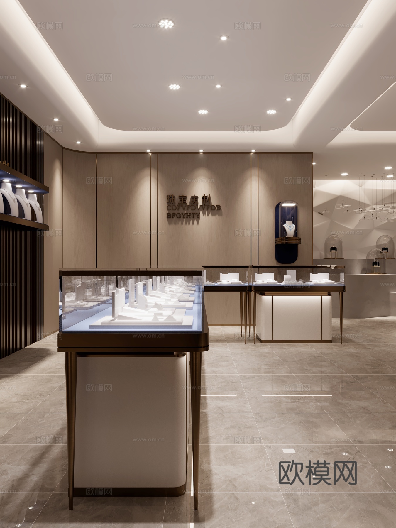 现代珠宝店珠宝专卖店珠宝展厅珠宝展示柜3d模型3d模型下载（渲染图2）