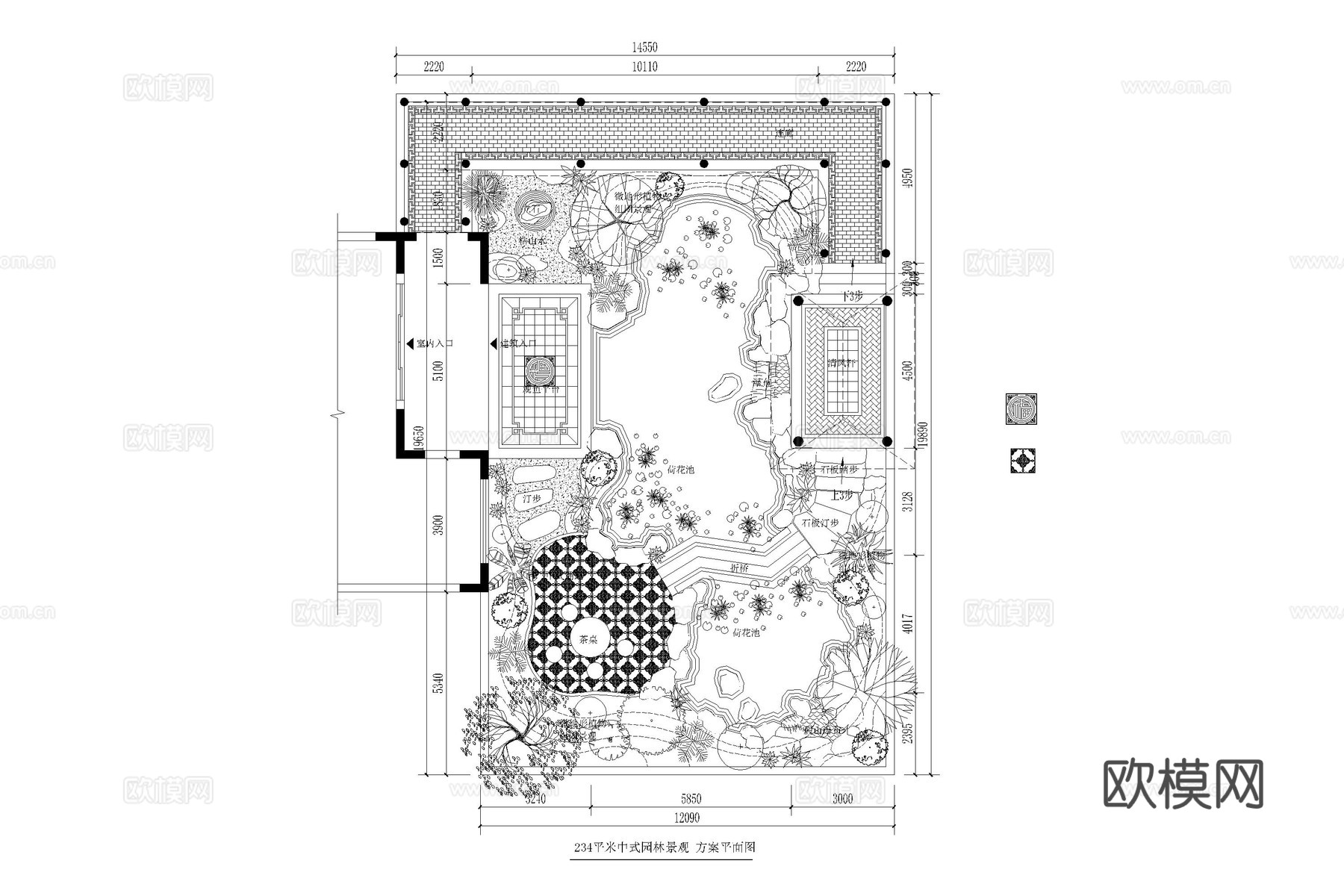 新中式庭院 花园庭院 民宿庭院 私家庭院 庭院露台 屋顶花园cad施工图