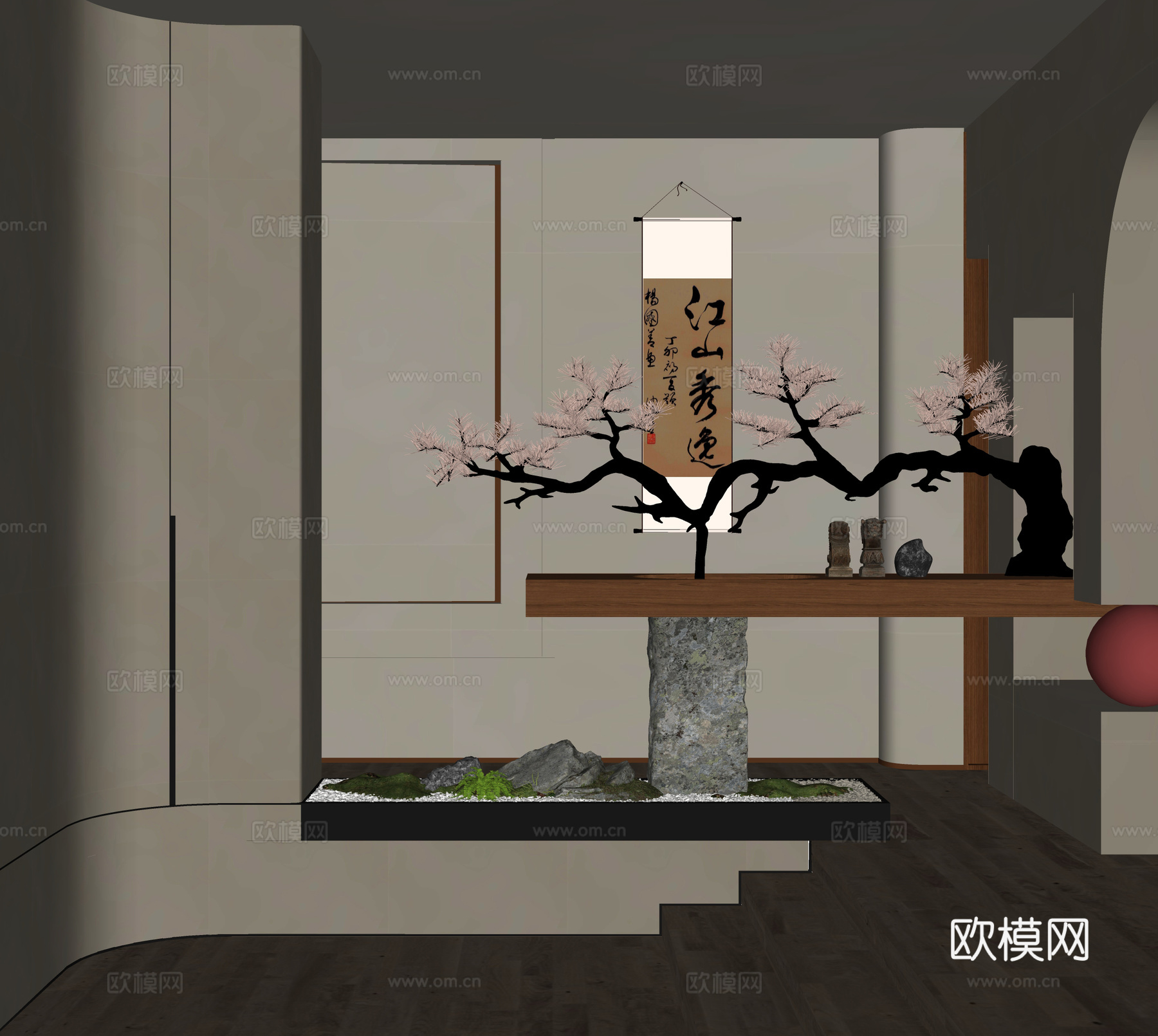 玄关景观 室内玄关造景su模型