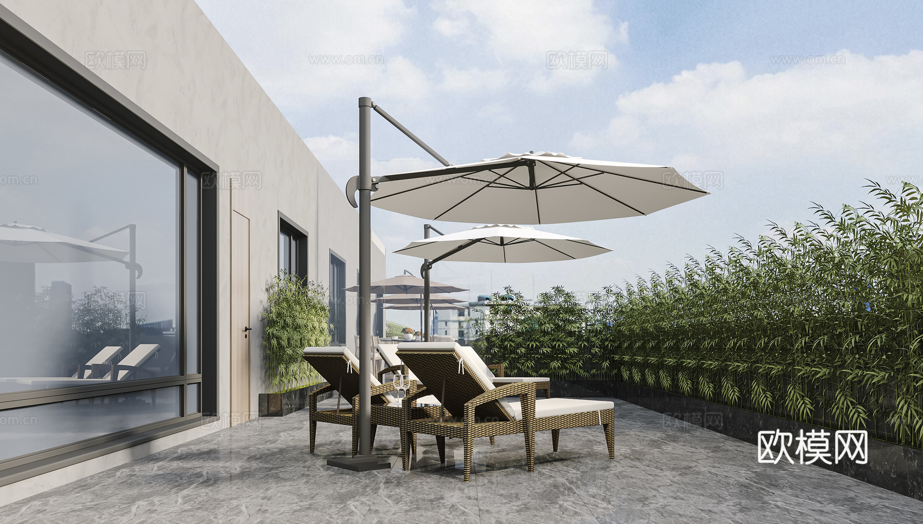 现代 花园3d模型下载（渲染图1）