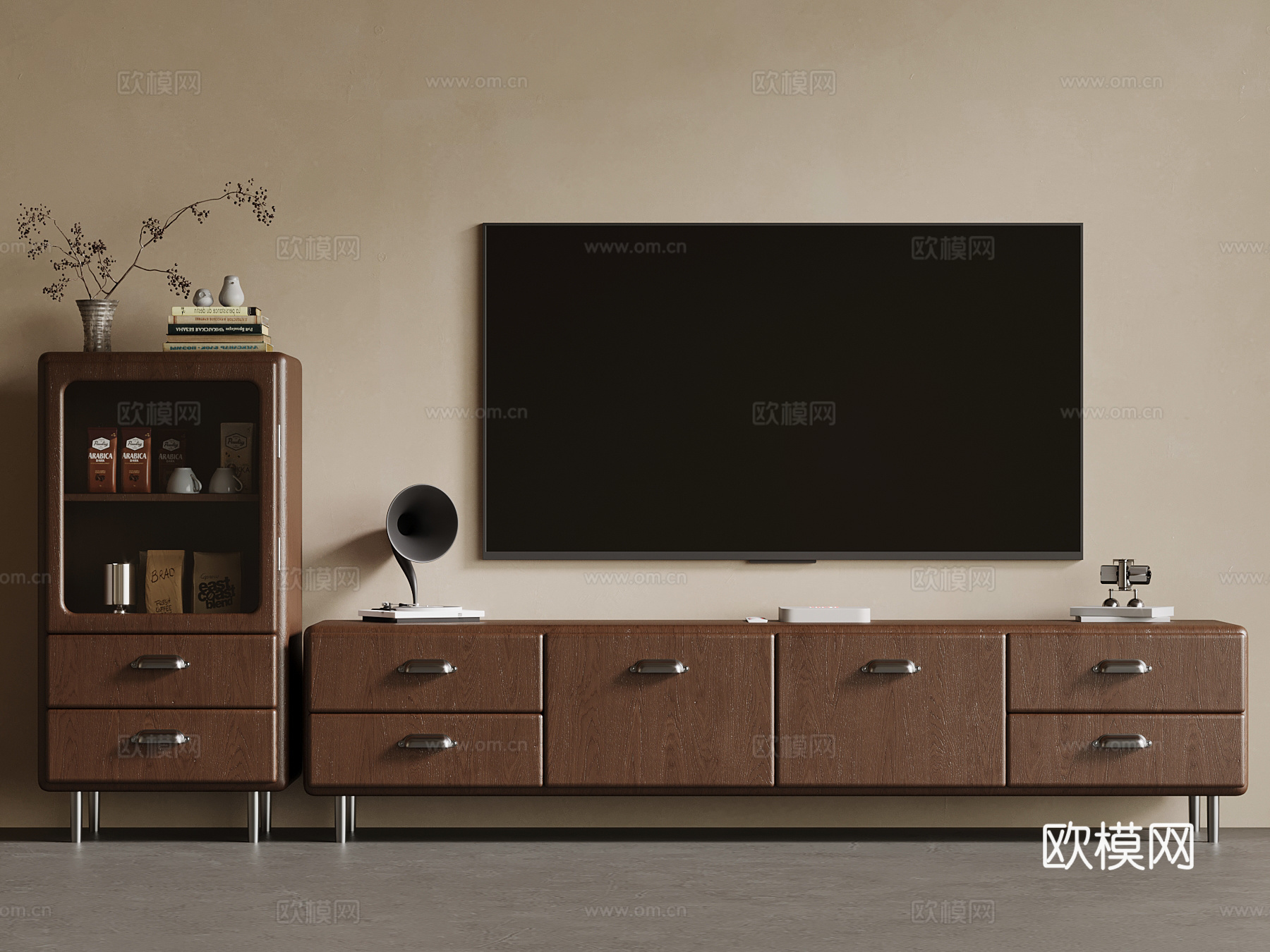 中古风电视柜su模型