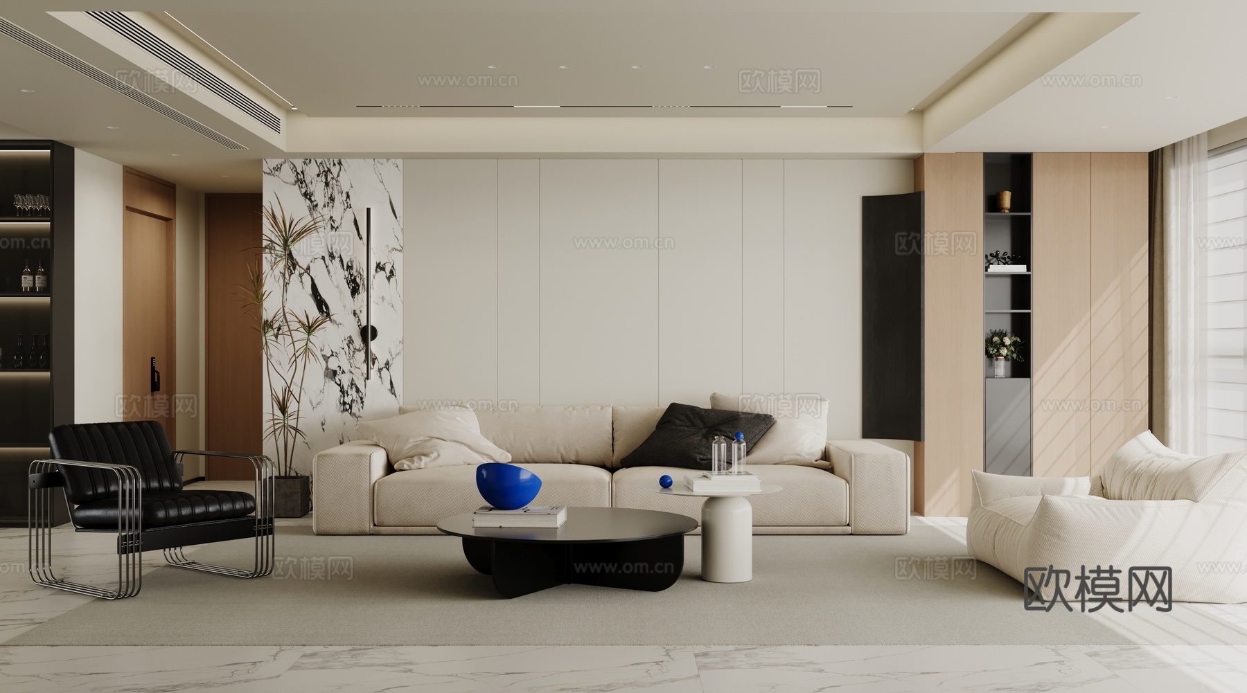 现代极简黑白灰现代客厅背景墙洗衣机柜沙发茶几鞋柜窗帘灯吊顶极3d模型下载