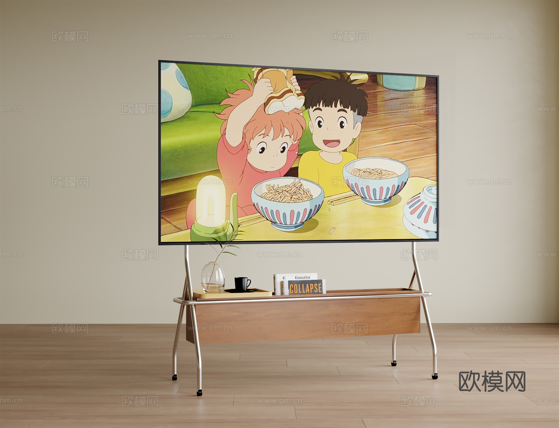 现代落地电视 电视机su模型