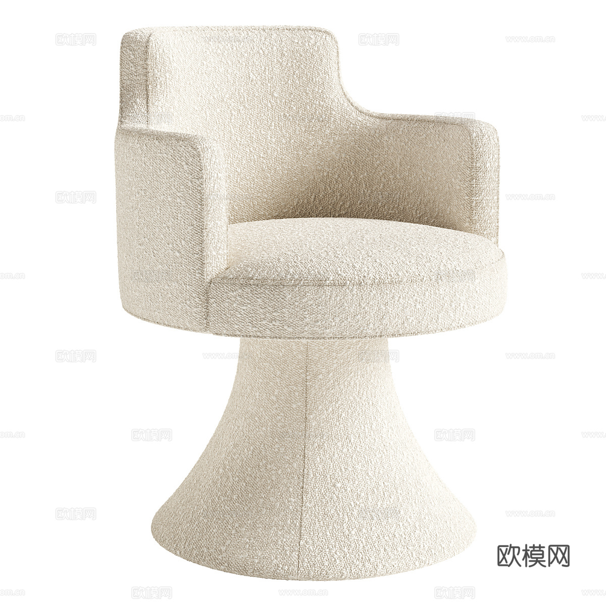 现代Berit圆形餐桌椅3d模型下载（渲染图4）