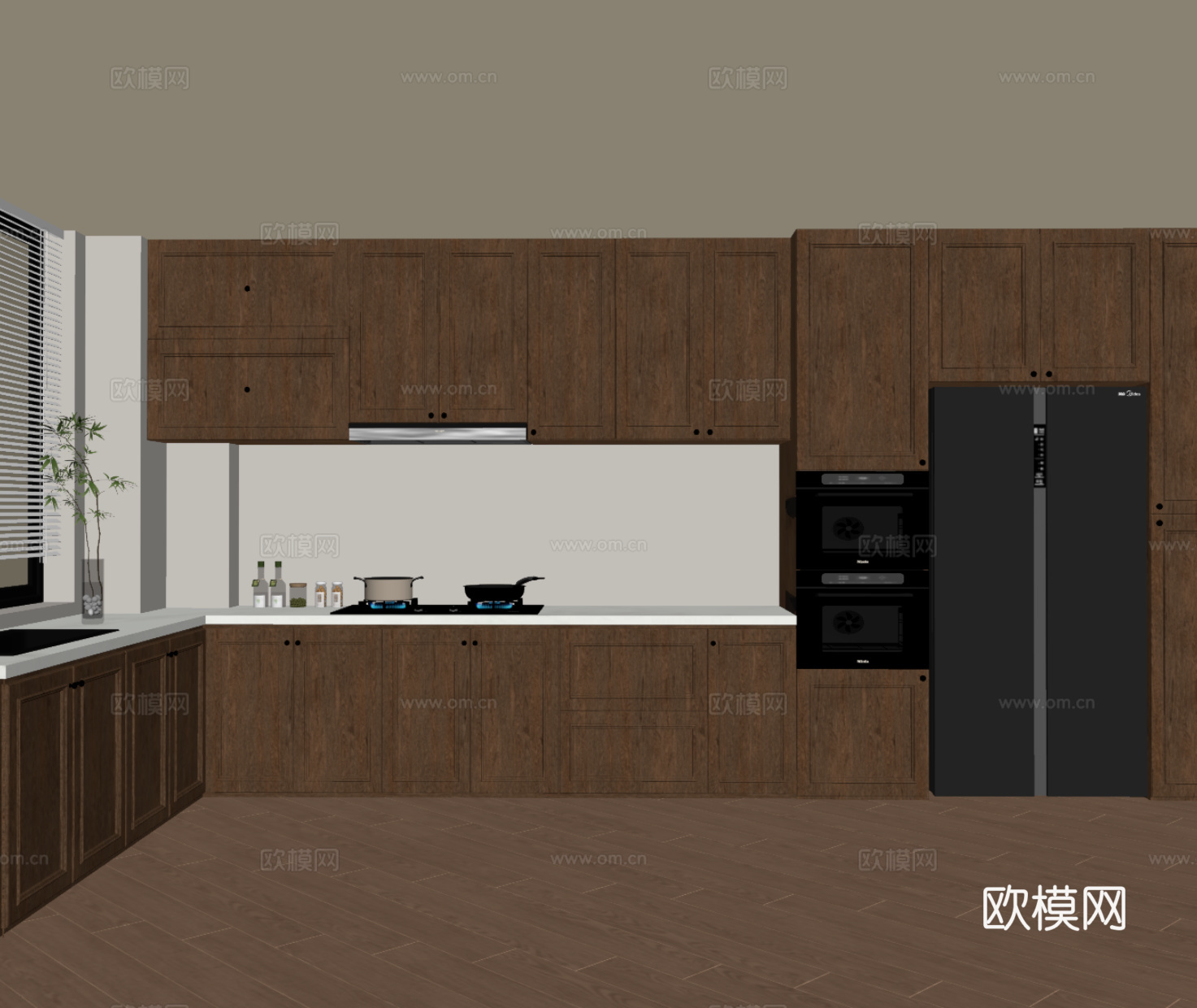 中古风厨房 法式厨房su模型