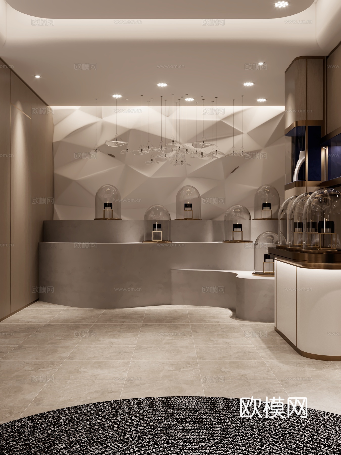 现代珠宝店珠宝专卖店珠宝展厅珠宝展示柜3d模型3d模型下载（渲染图6）